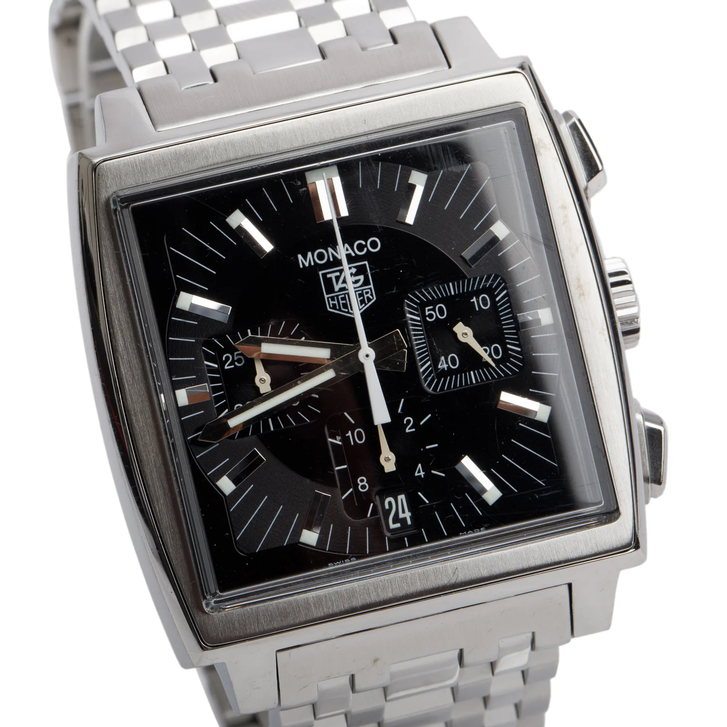 Tag Heuer Stainless Steel Monaco 38 MM Automatic Watch Black Dial CW2111-0 w/ Box - Image 3