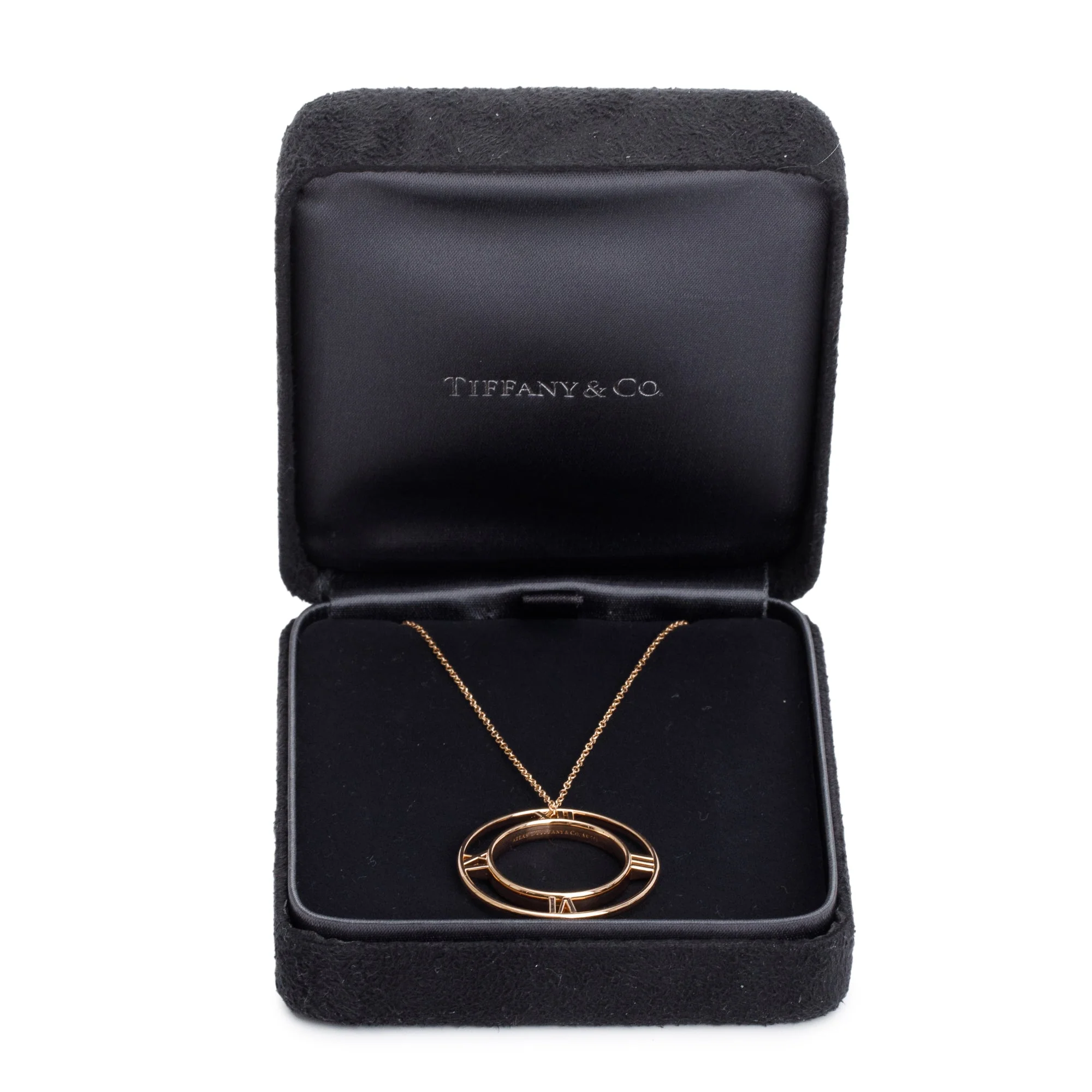 Tiffany & Co. 18k Rose Gold Atlas Open Circle Pendant Necklace w/ Box - Image 3