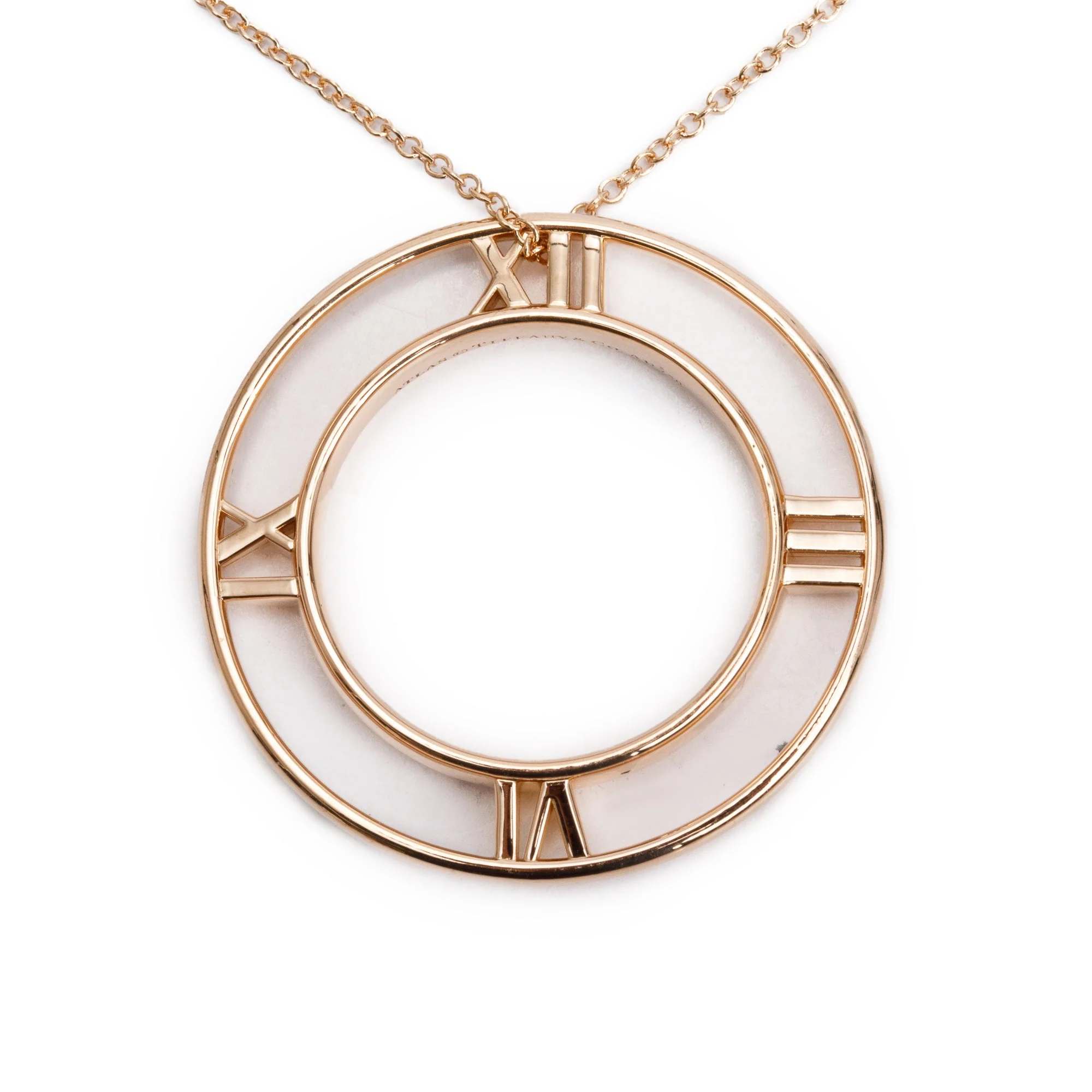 Tiffany & Co. 18k Rose Gold Atlas Open Circle Pendant Necklace w/ Box - Image 4