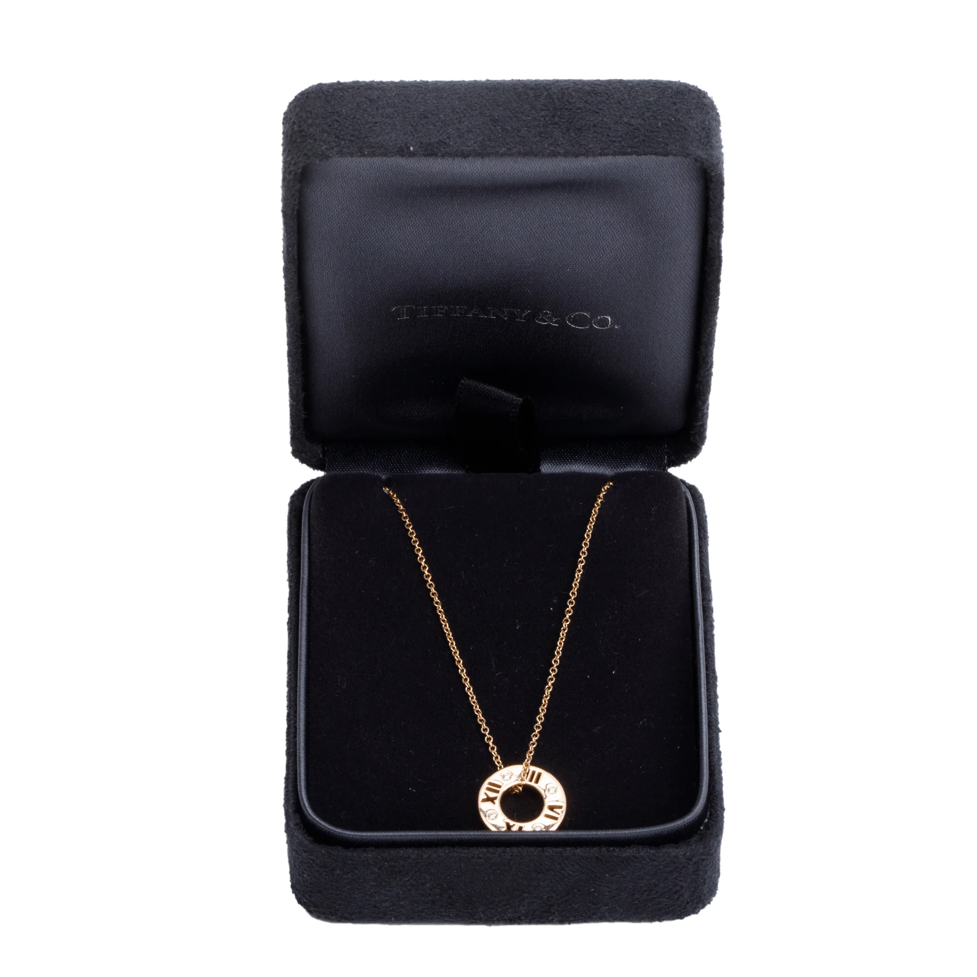 Tiffany & Co. 18k Rose Gold Diamond Atlas Pierced Pendant Necklace w/ Box - Image 3