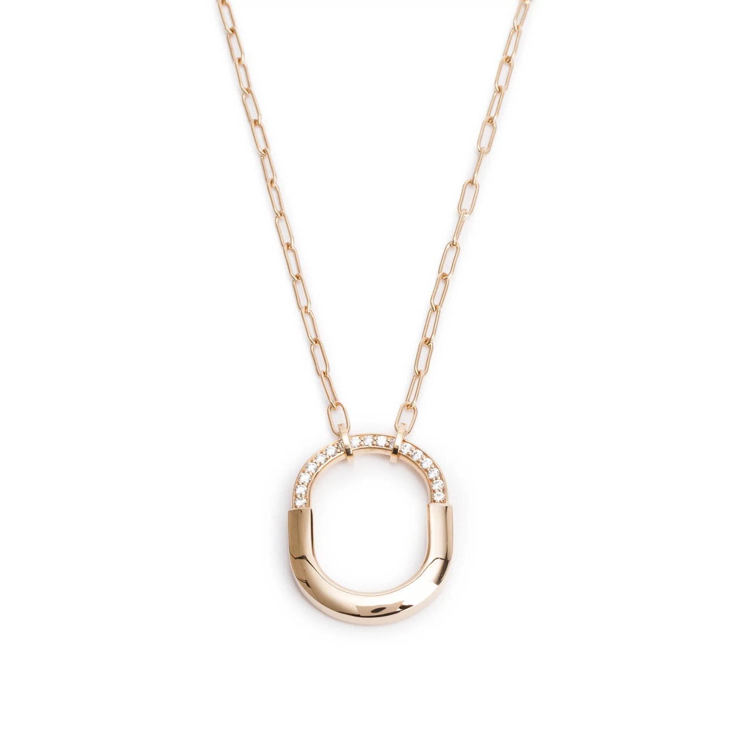 Tiffany & Co. 18k Rose Gold Diamond Medium Lock Pendant Necklace w/ Box