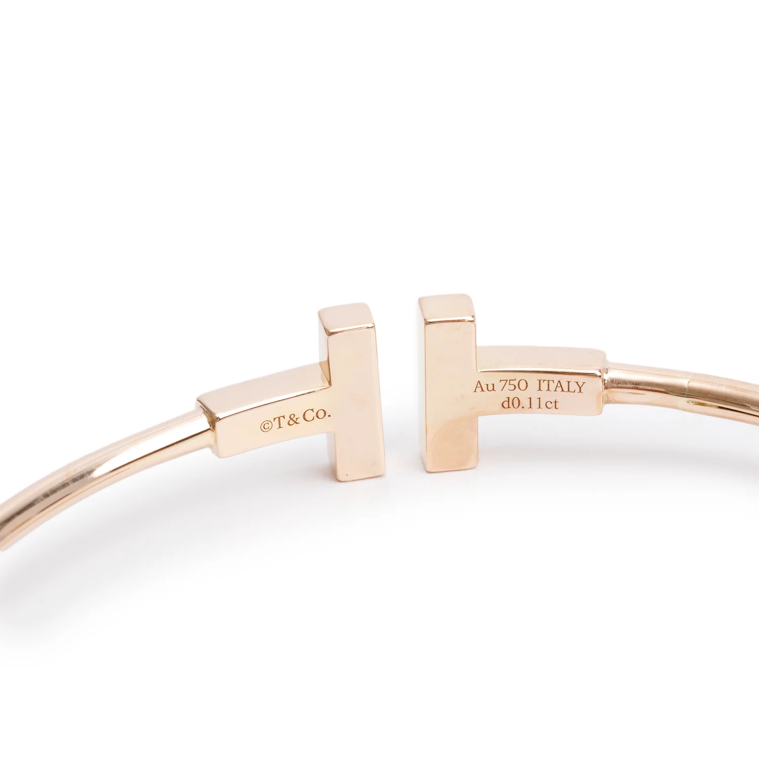 Tiffany & Co. 18k Rose Gold Diamond & Mother of Pearl T Wire Bracelet w/ Box - Image 3