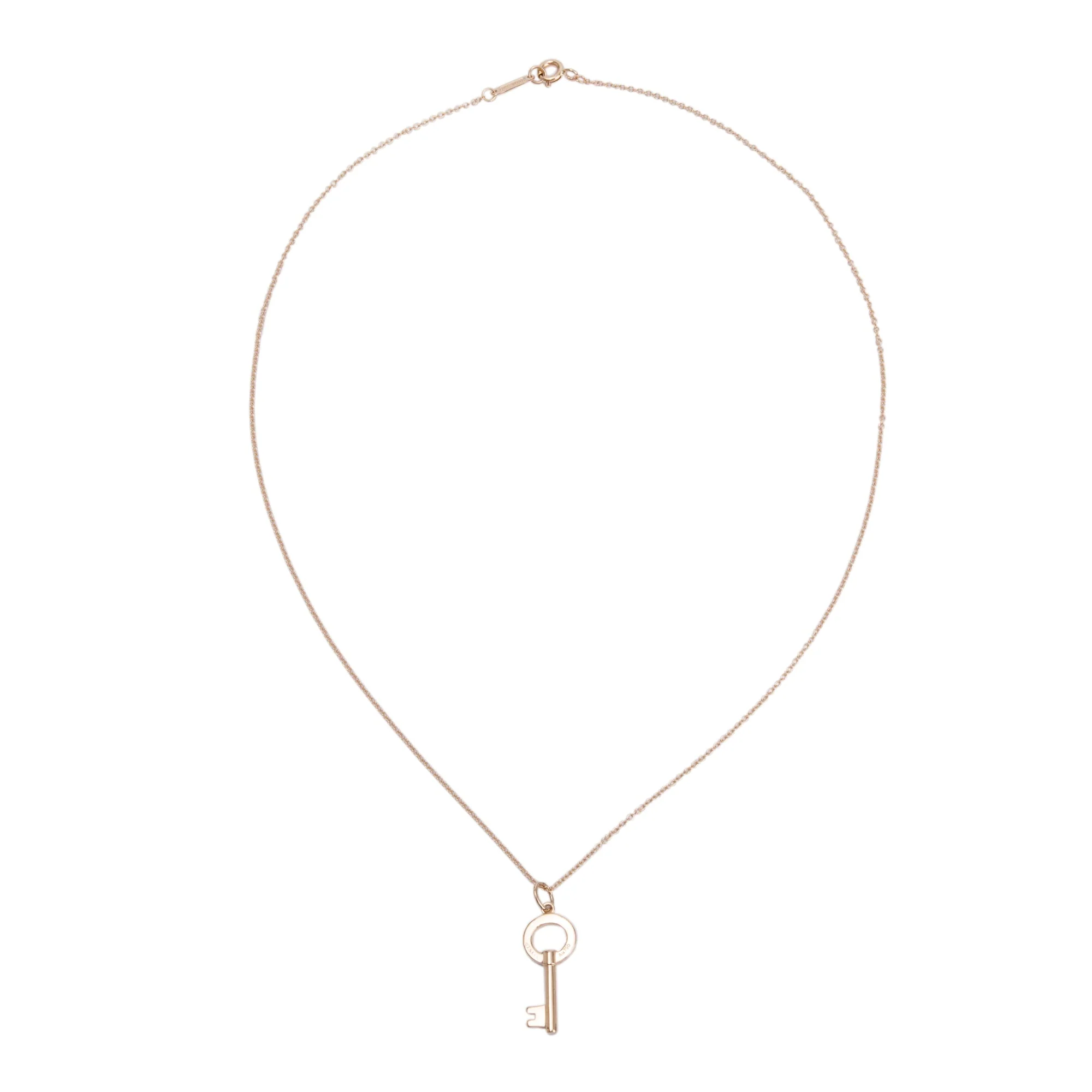Tiffany & Co. 18k Rose Gold Mini Modern Open Round Key Pendant Necklace w/ Box