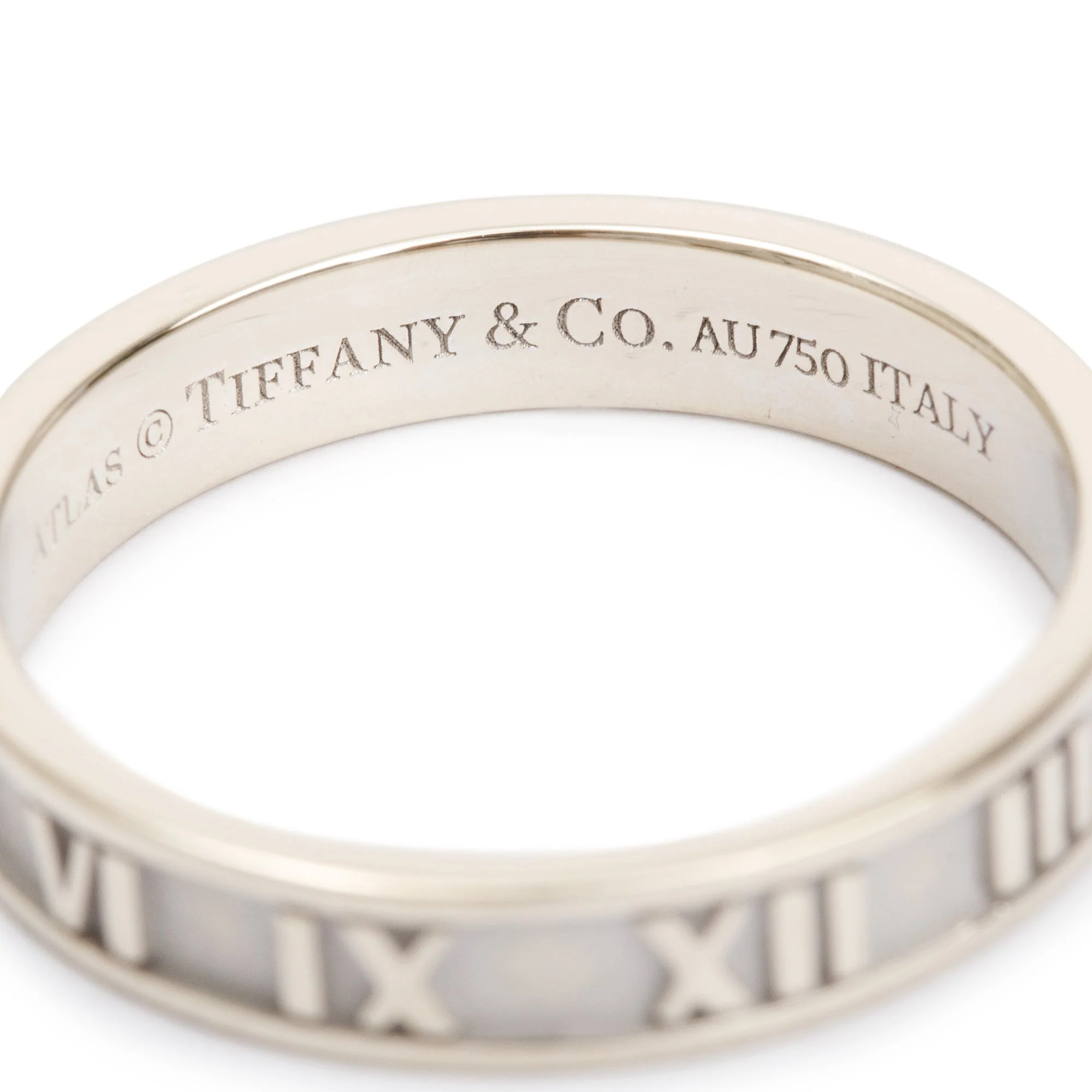 Tiffany & Co. 18k White Gold Atlas Narrow Band Ring, Size 9.5 w/ Box - Image 3