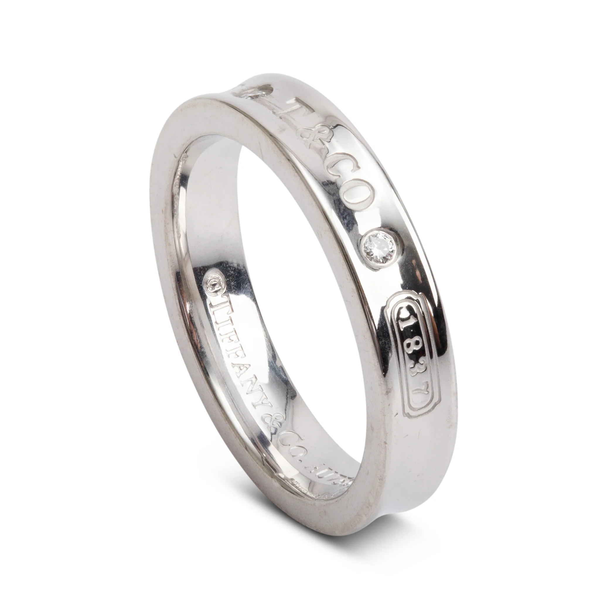 Tiffany & Co. 18k White Gold Diamond 1837 Narrow Ring, Size 6 - Image 2