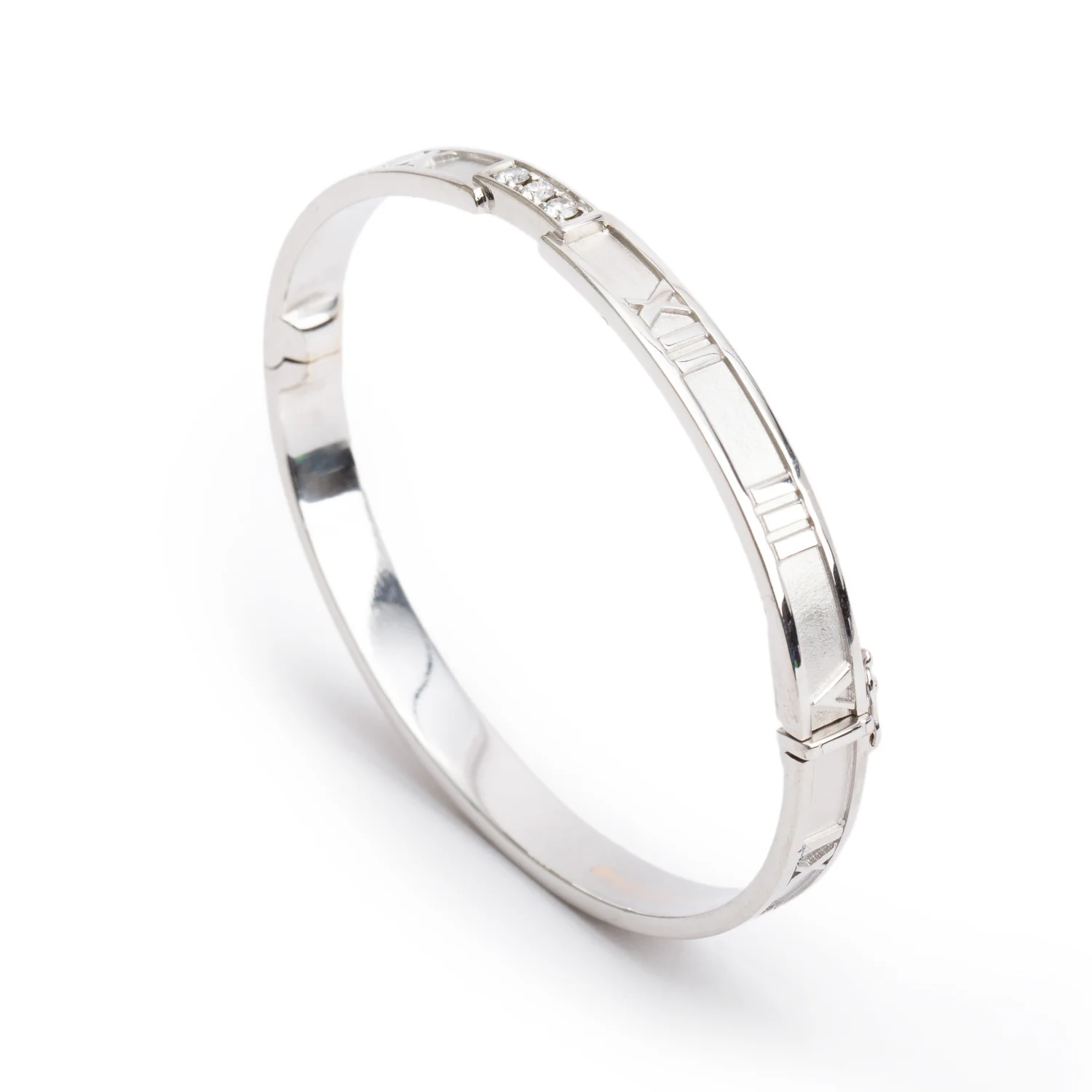 Tiffany & Co. 18k White Gold Diamond Atlas Bracelet w/ Box - Image 4