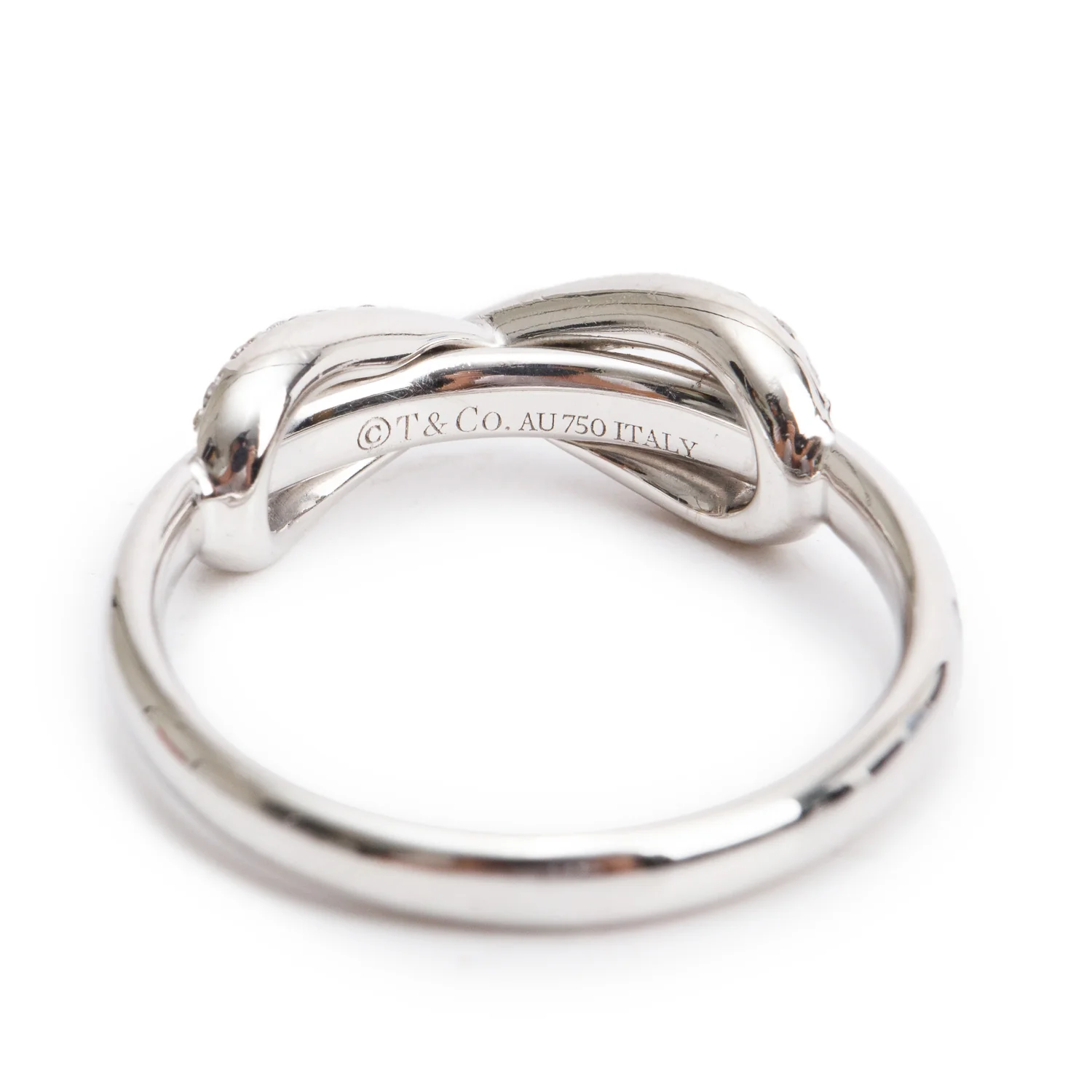Tiffany & Co. 18k White Gold Diamond Infinity Ring, Size 5.5 - Image 3