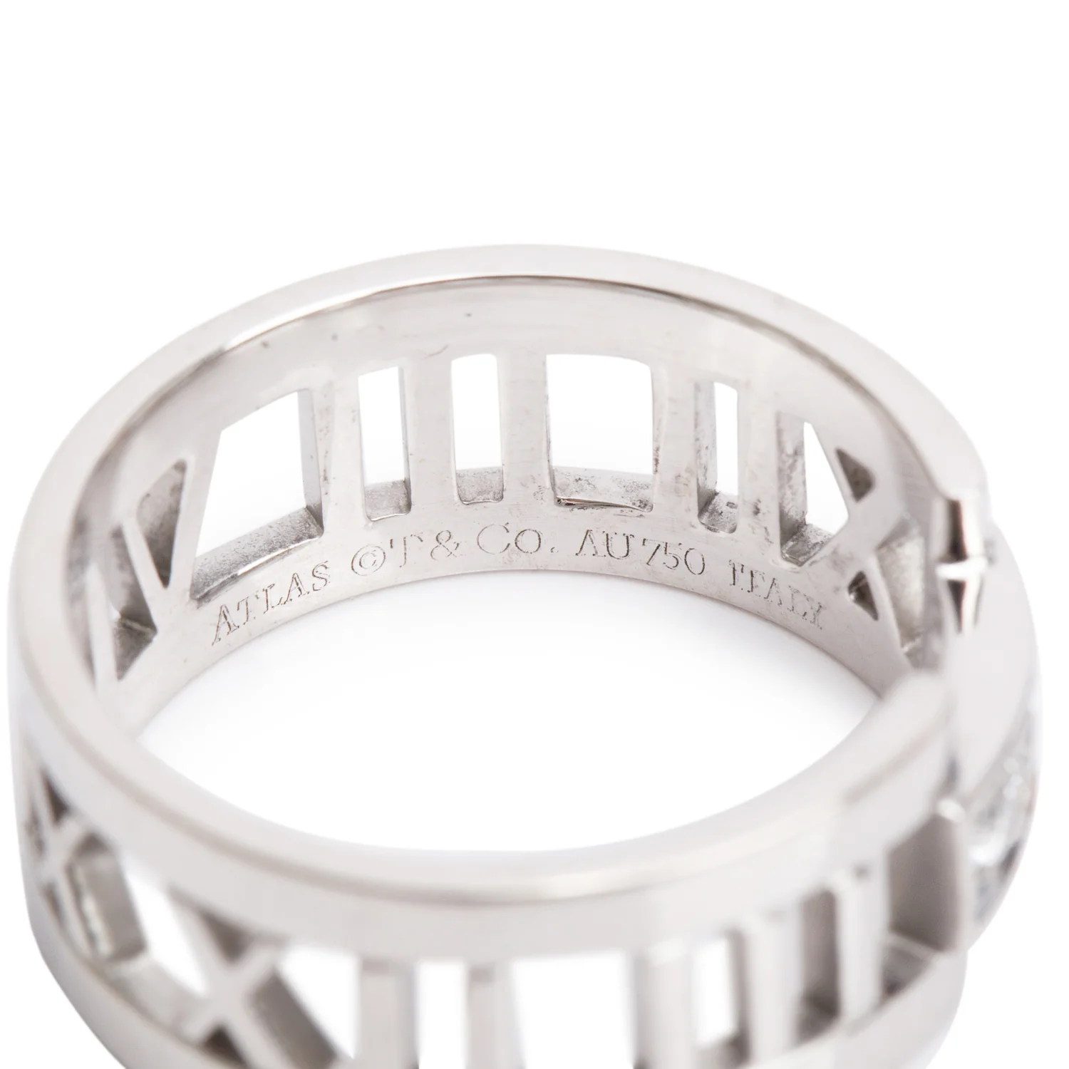 Tiffany & Co. 18k White Gold Diamond Wide Atlas Open Ring, Size 7.25 - Image 2