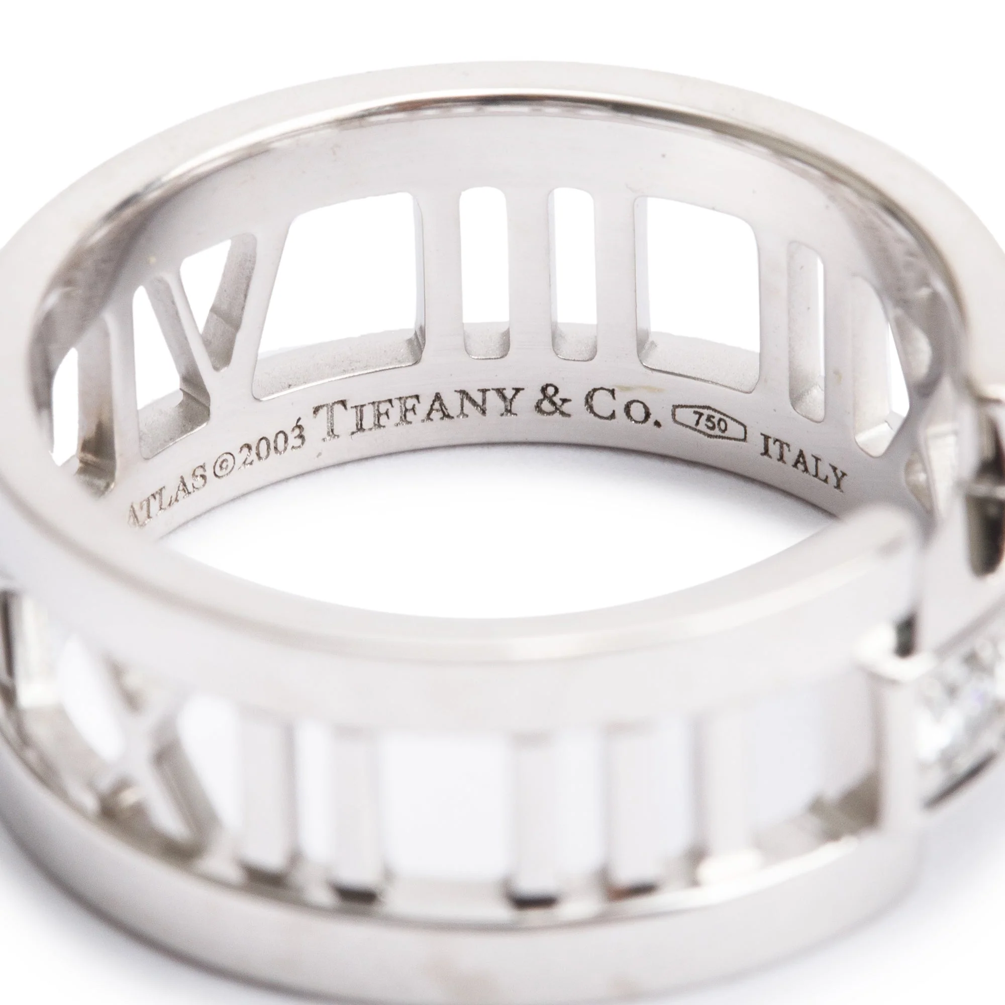 Tiffany & Co. 18k White Gold Diamond Wide Atlas Open Ring, Size 7.5 - Image 3