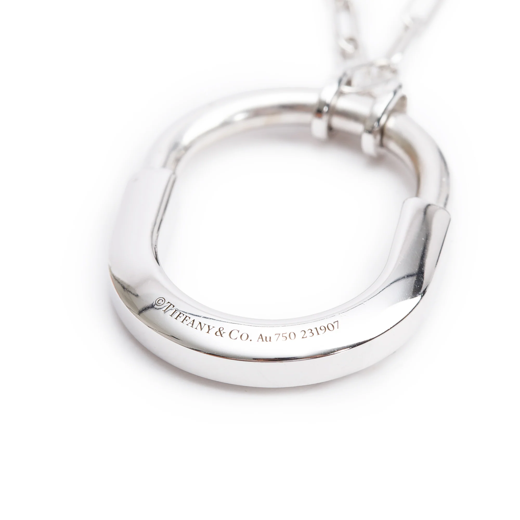 Tiffany & Co. 18k White Gold Medium Lock Pendant Necklace w/ Box - Image 4