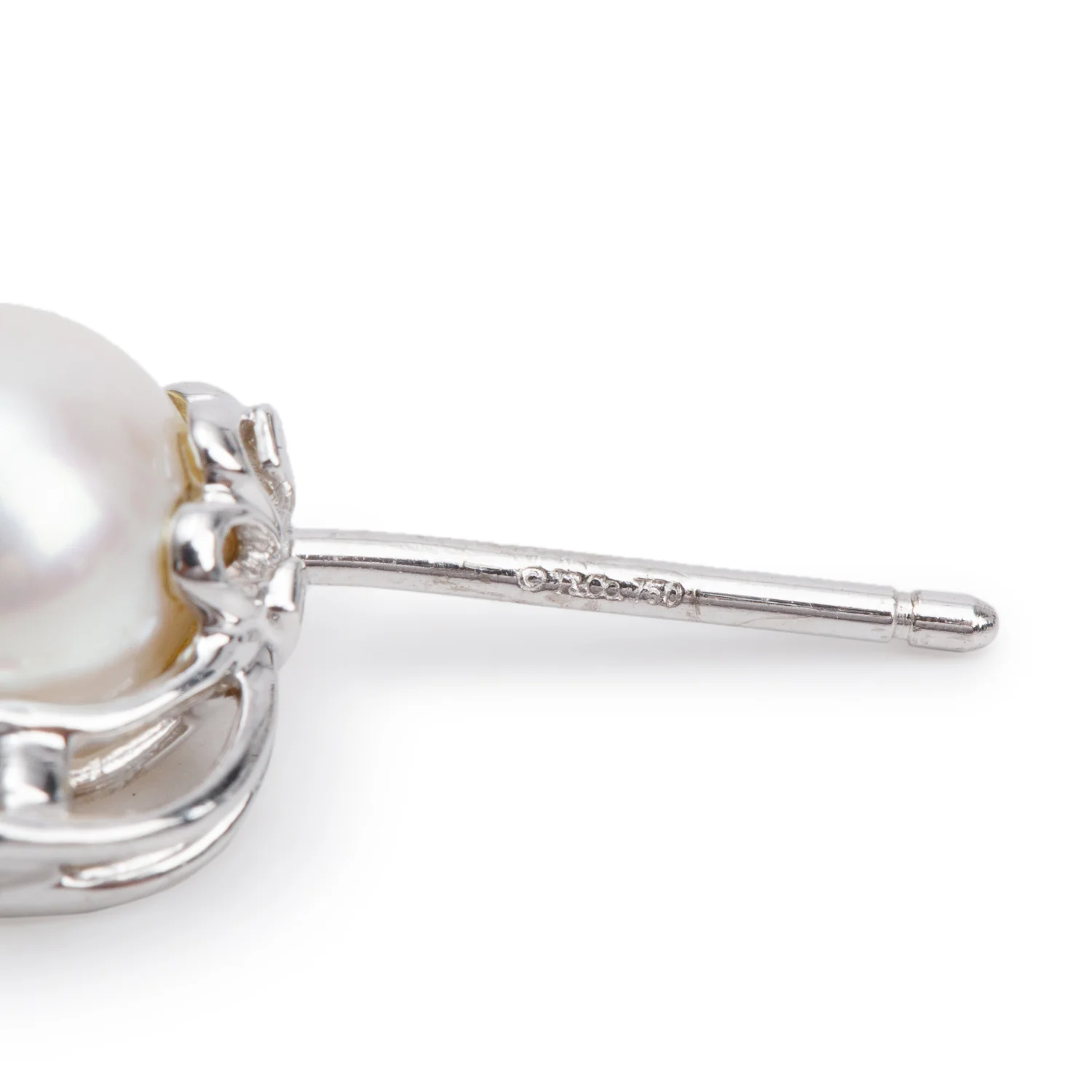 Tiffany & Co. 18k White Gold Signature Pearl & Diamond Stud Earrings w/ Box - Image 4