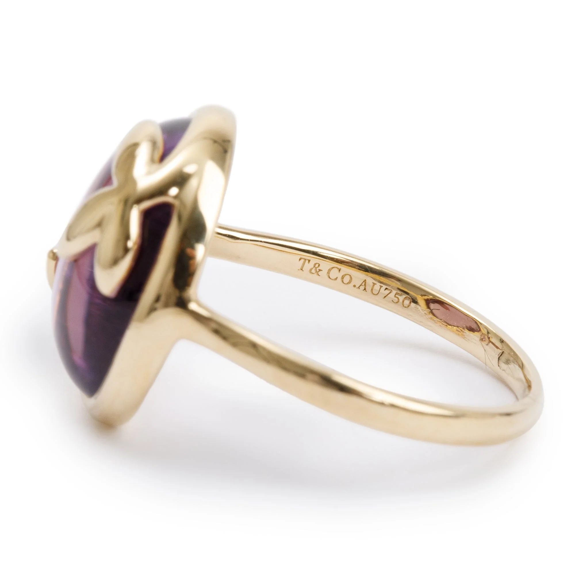 Tiffany & Co. 18k Yellow Gold Amethyst Olive Leaf Ring, Size 5 w/ Box - Image 4
