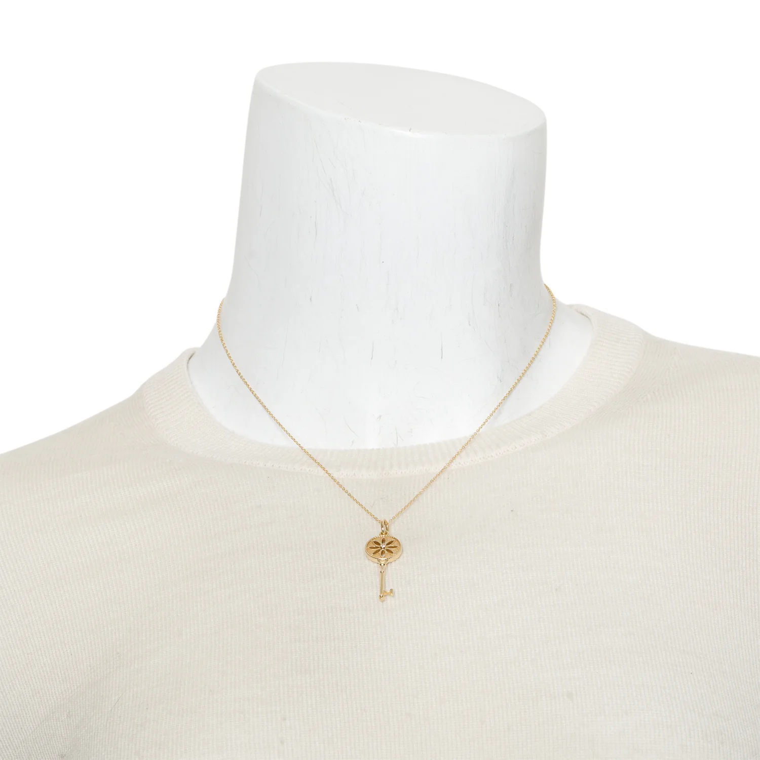 Tiffany & Co. 18k Yellow Gold Diamond Daisy Key Pendant Necklace w/ Box - Image 2