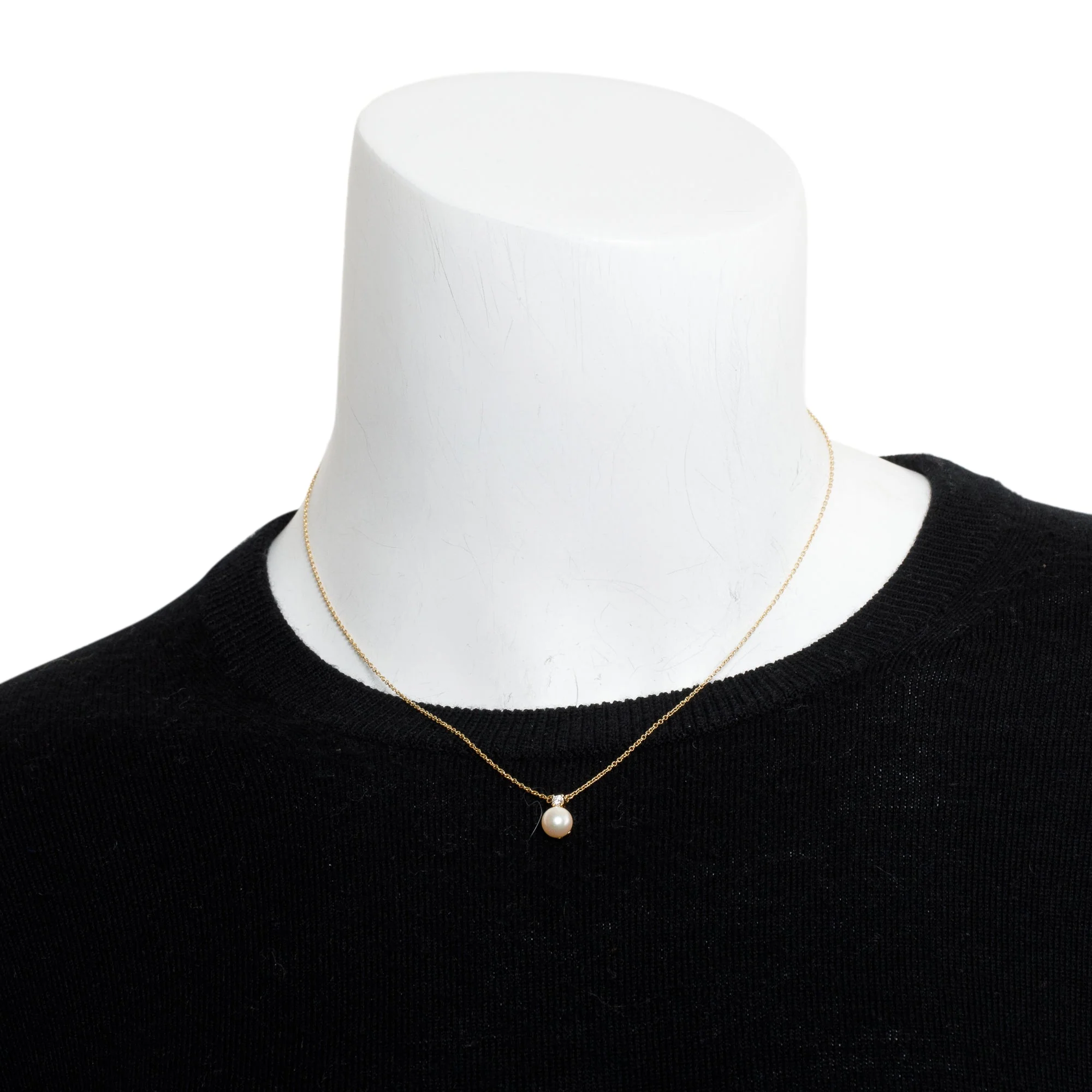 Tiffany & Co. 18k Yellow Gold Diamond Signature Pearl Pendant Necklace w/ Box - Image 8