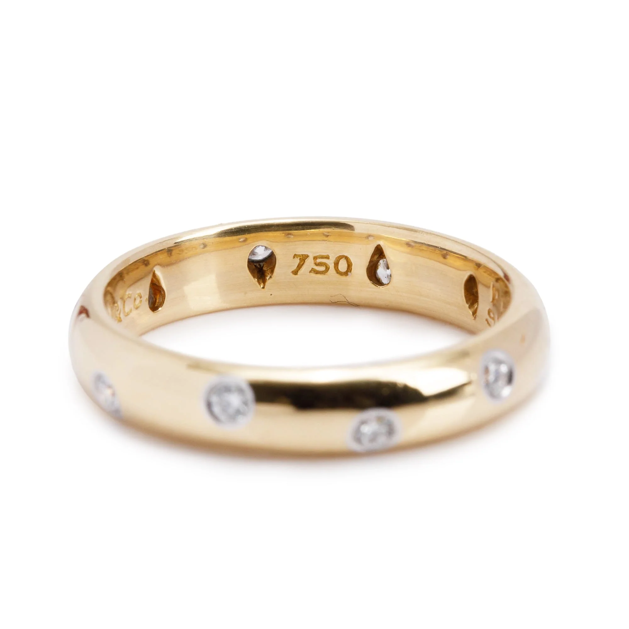 Tiffany & Co. 18k Yellow Gold & Platinum Diamond Etoile 4MM Band Ring, Size 7 - Image 2