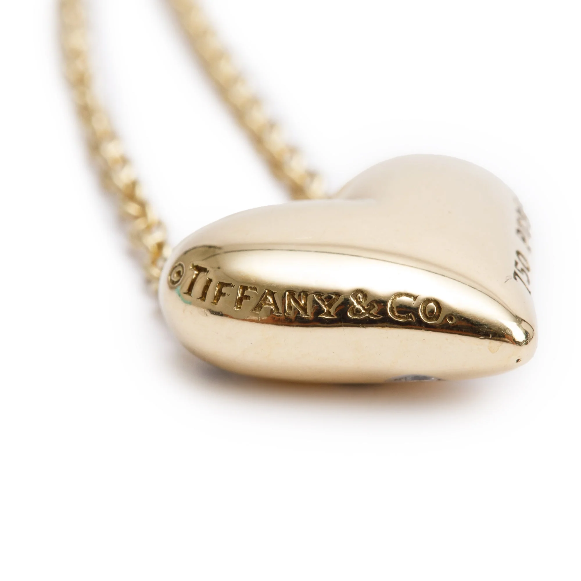 Tiffany & Co. 18k Yellow Gold & Platinum Diamond Etoile Heart Necklace w/ Box - Image 7