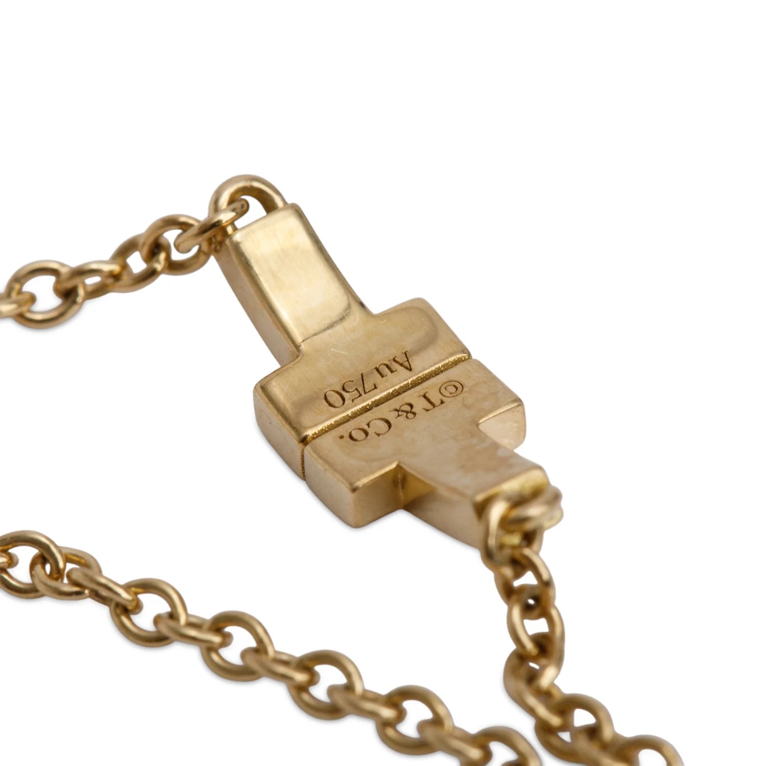 Tiffany & Co. 18k Yellow Gold T Two Chain Ring, Size 6 - Image 2