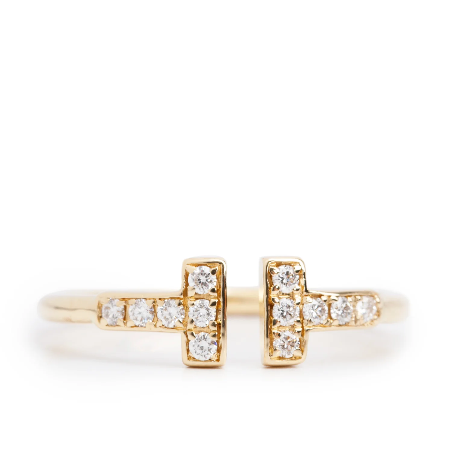Tiffany & Co. 18k Yellow Gold T Wire Diamond Ring, Size 6.75 w/ Box