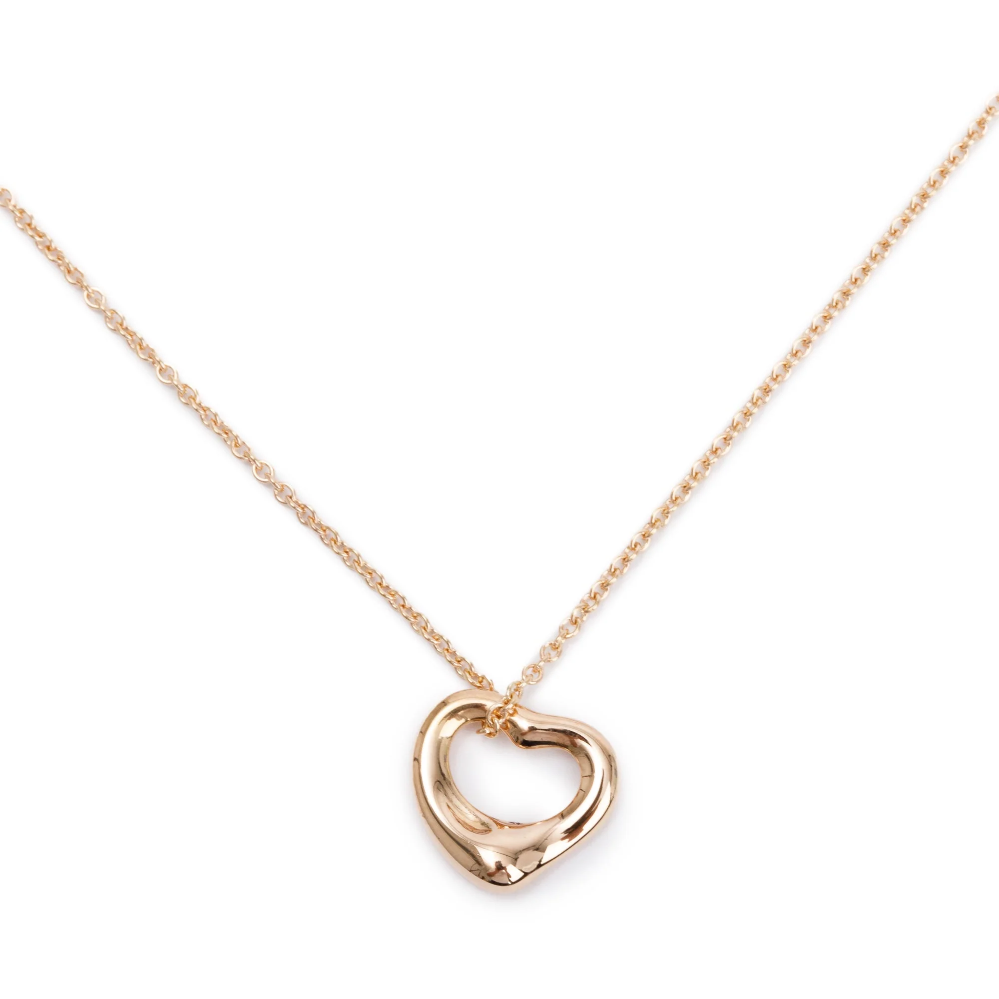 Tiffany & Co. Elsa Peretti 18k Rose Gold 11 MM Open Heart Pendant Necklace - Image 3