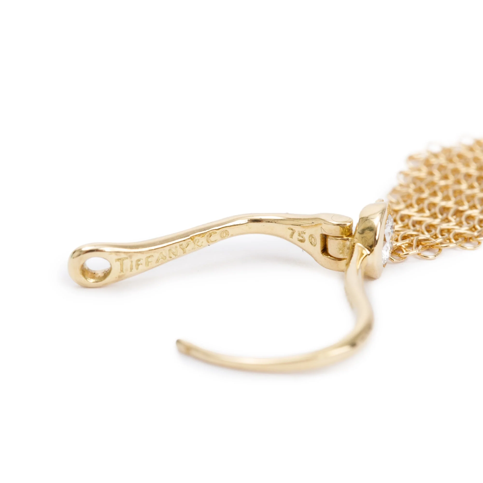 Tiffany & Co. Elsa Peretti 18k Yellow Gold Diamond Mini Mesh Earrings w/ Box - Image 4