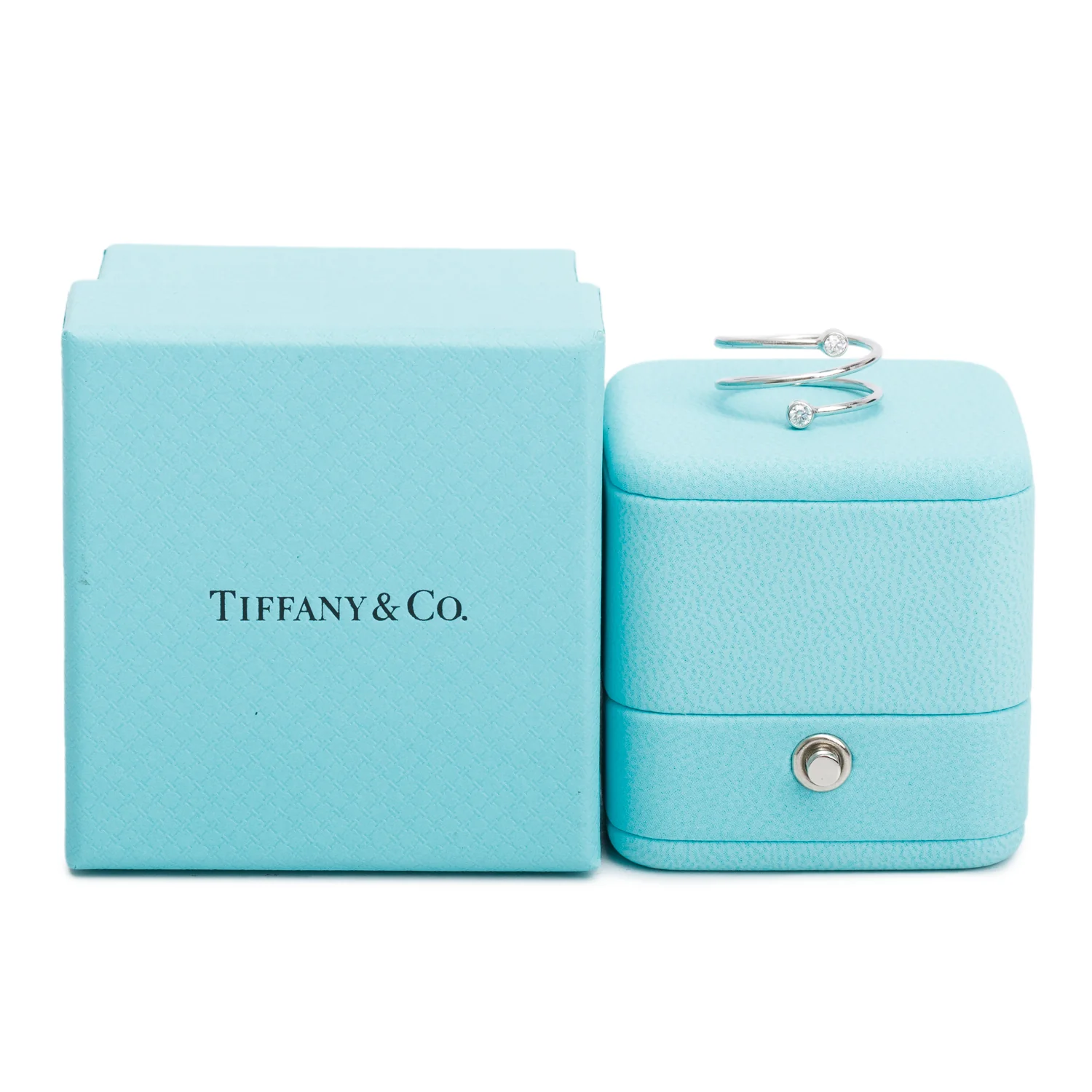 Tiffany & Co. Elsa Peretti Platinum Diamond Hoop Three-Row Ring, Size 6.5 w/ Box - Image 2