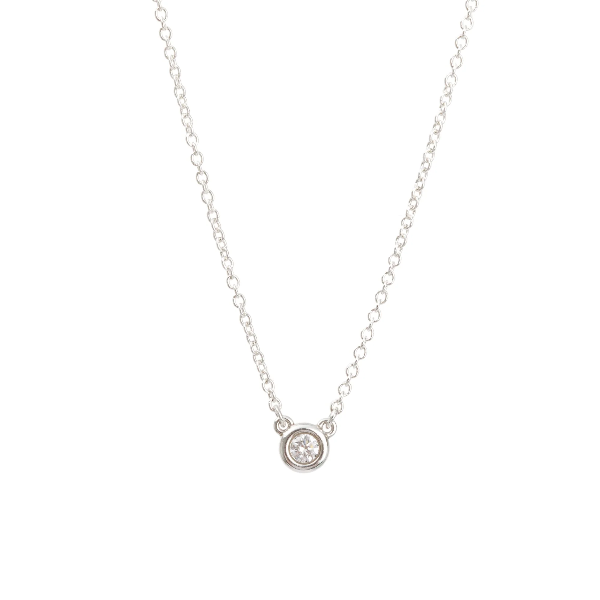 Tiffany & Co. Elsa Peretti Sterling Silver 0.05 ct. Diamonds by the Yard Pendant Necklace w/ Box - Image 7