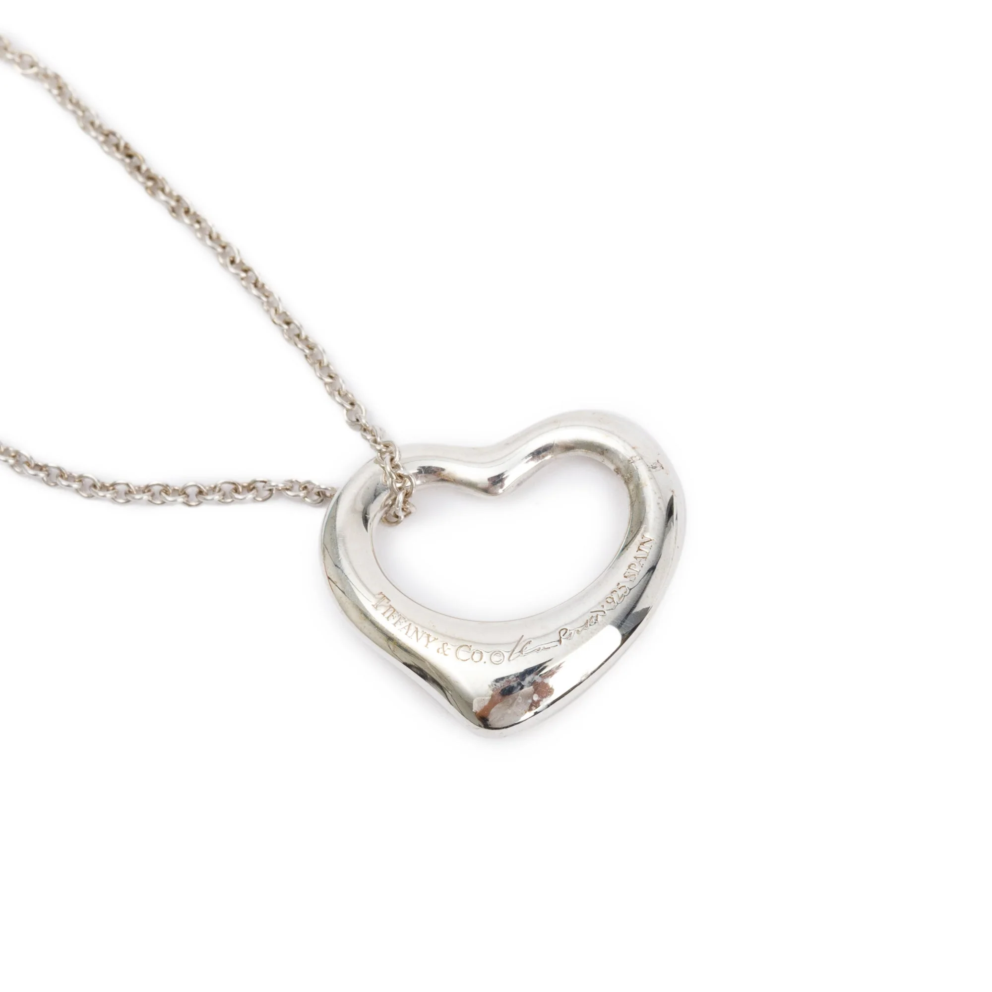 Tiffany & Co. Elsa Peretti Sterling Silver 16 MM Open Heart Pendant Necklace - Image 5