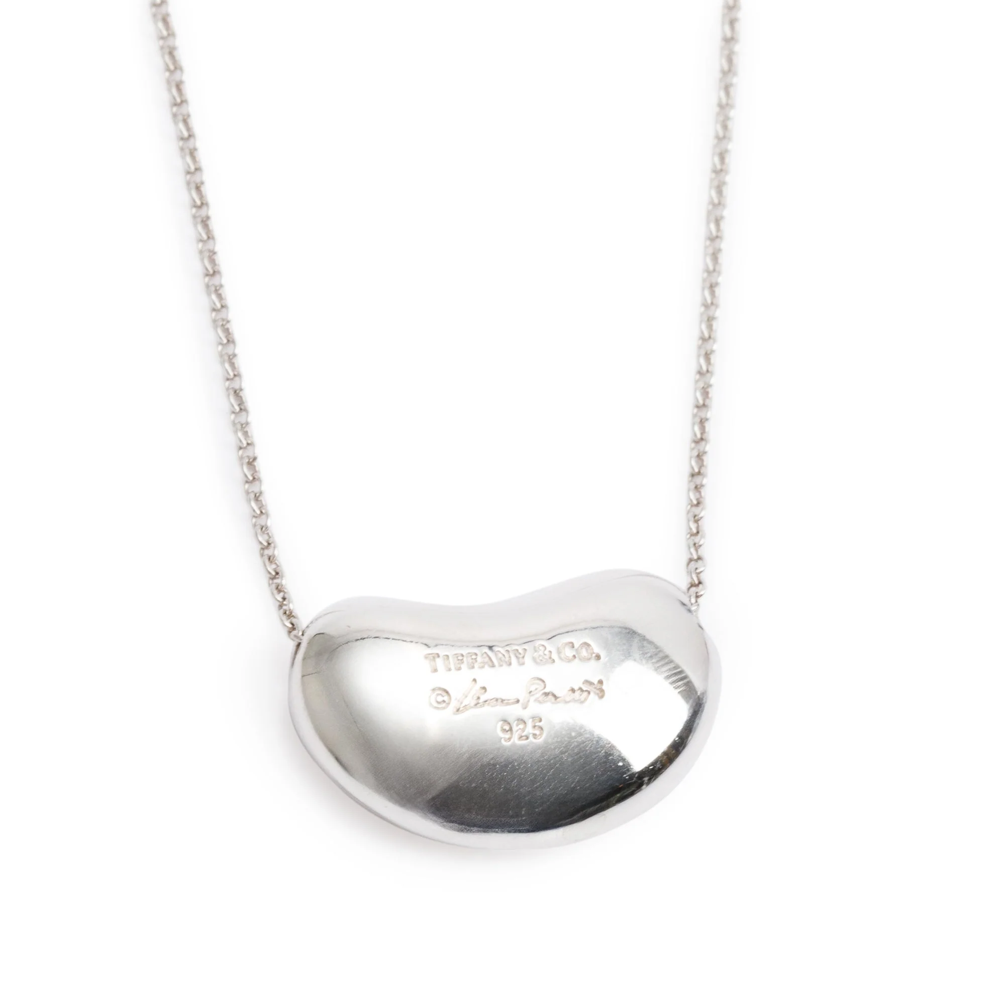 Tiffany & Co. Elsa Peretti Sterling Silver 19 MM Bean Pendant Necklace - Image 5