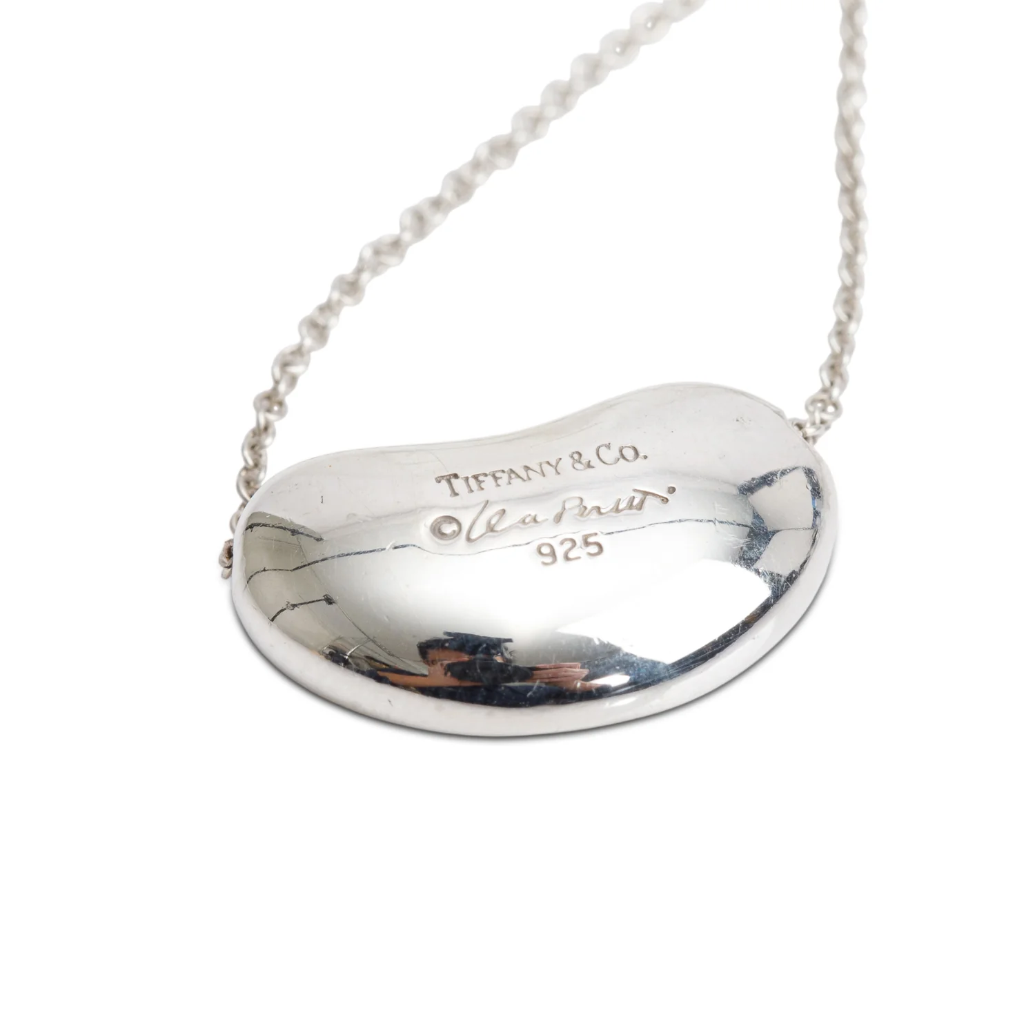Tiffany & Co. Elsa Peretti Sterling Silver 19 MM Bean Pendant Necklace - Image 4