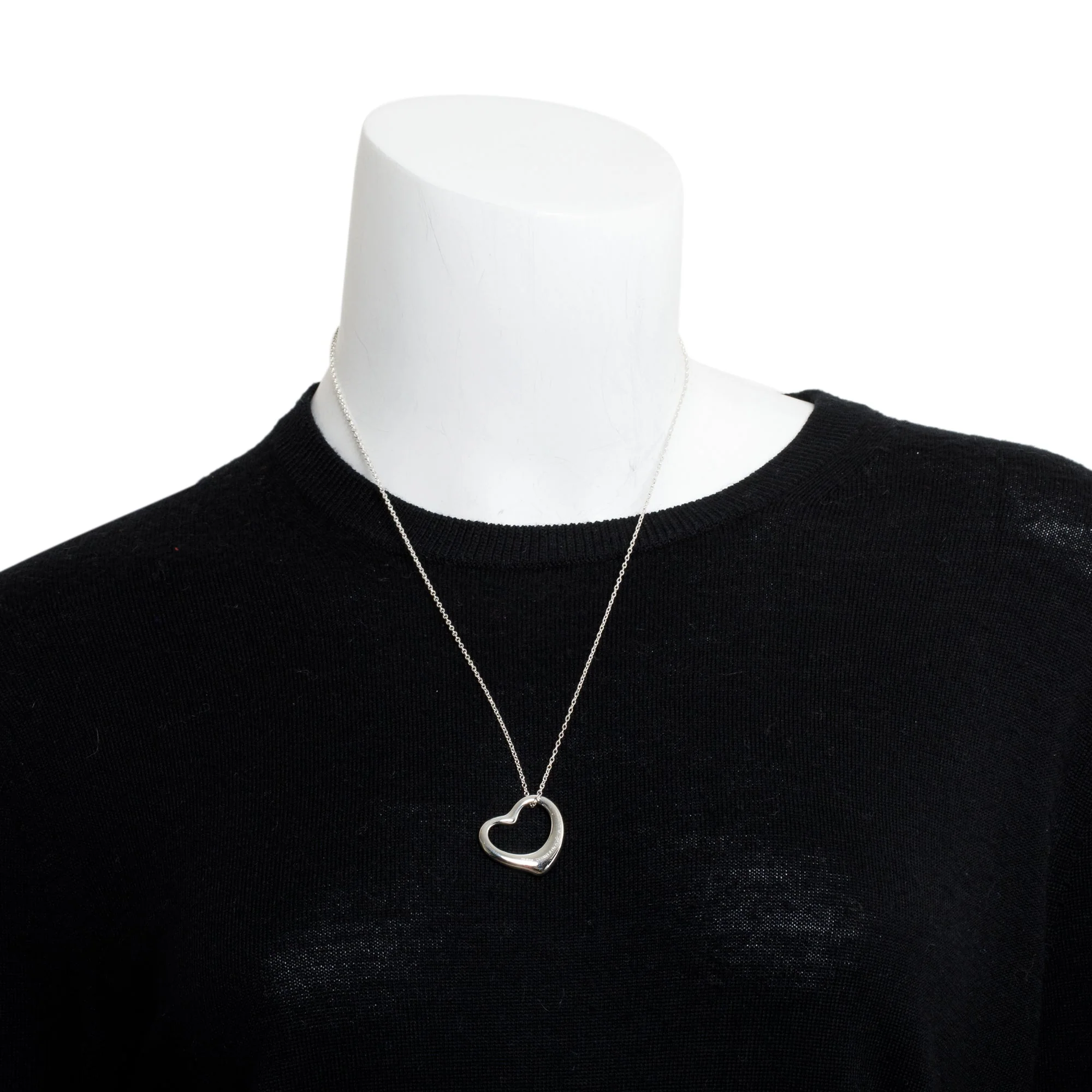 Tiffany & Co. Elsa Peretti Sterling Silver Large 27 MM Open Heart Pendant Necklace - Image 2