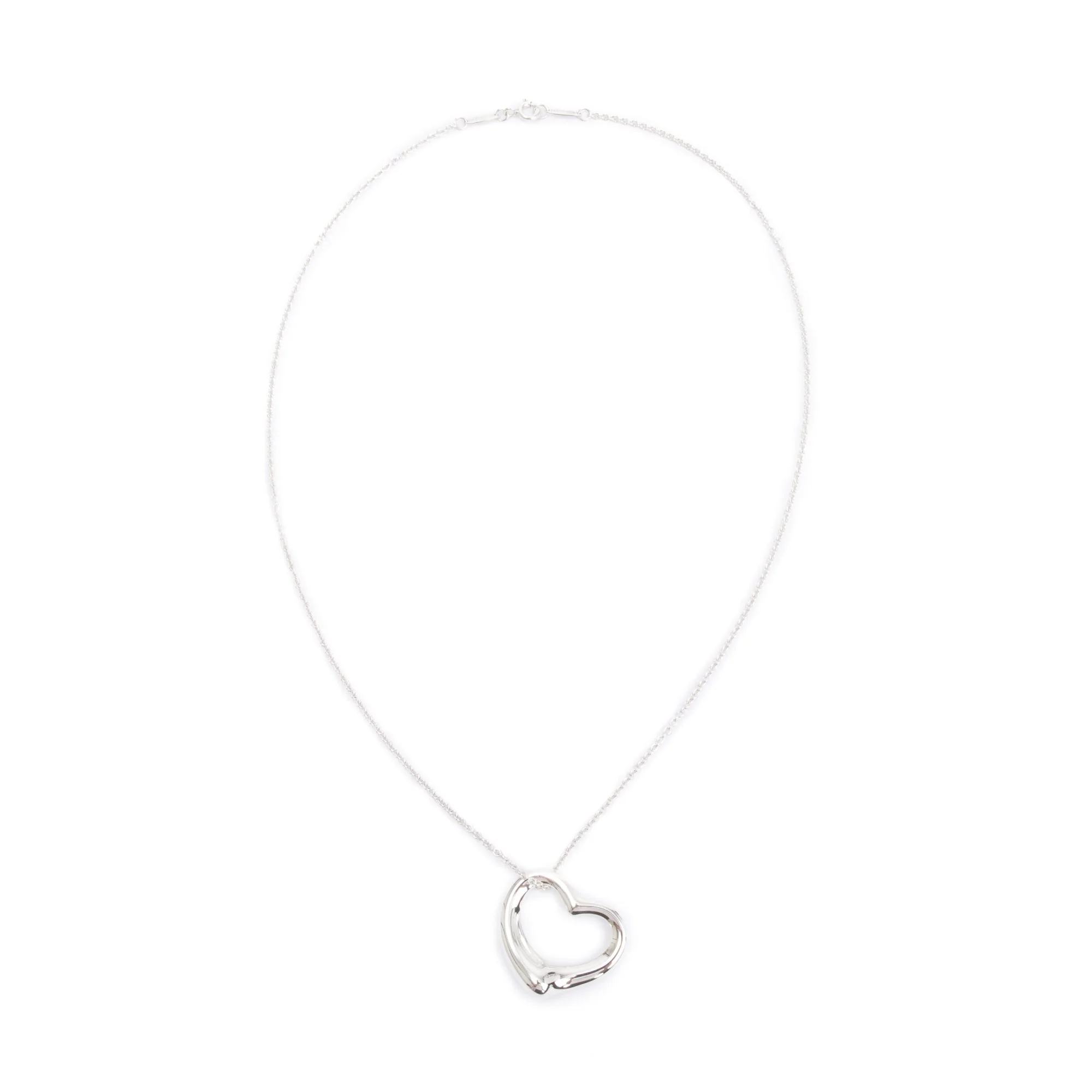 Tiffany & Co. Elsa Peretti Sterling Silver Large 27 MM Open Heart Pendant Necklace