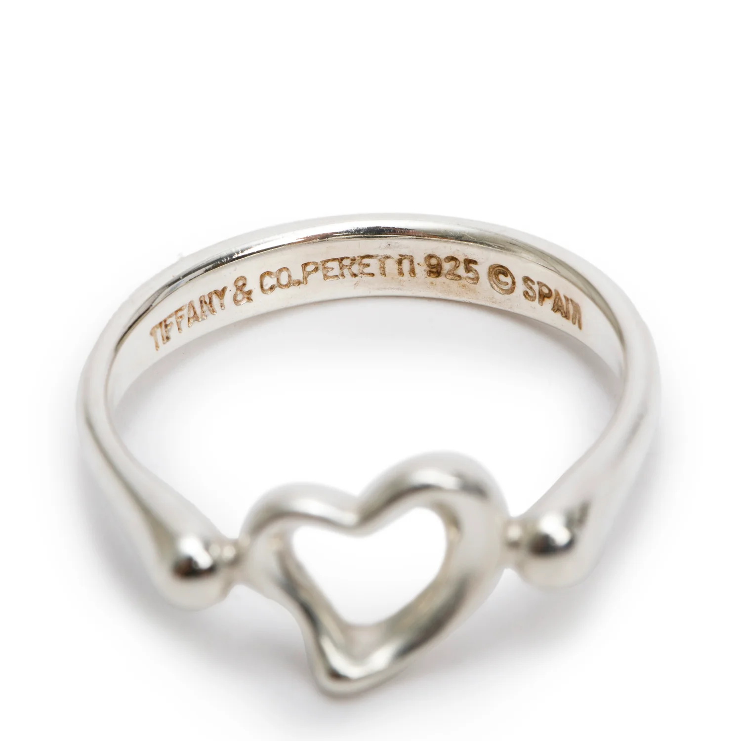 Tiffany & Co. Elsa Peretti Sterling Silver Mini Open Heart Ring, Size 5.75 - Image 3