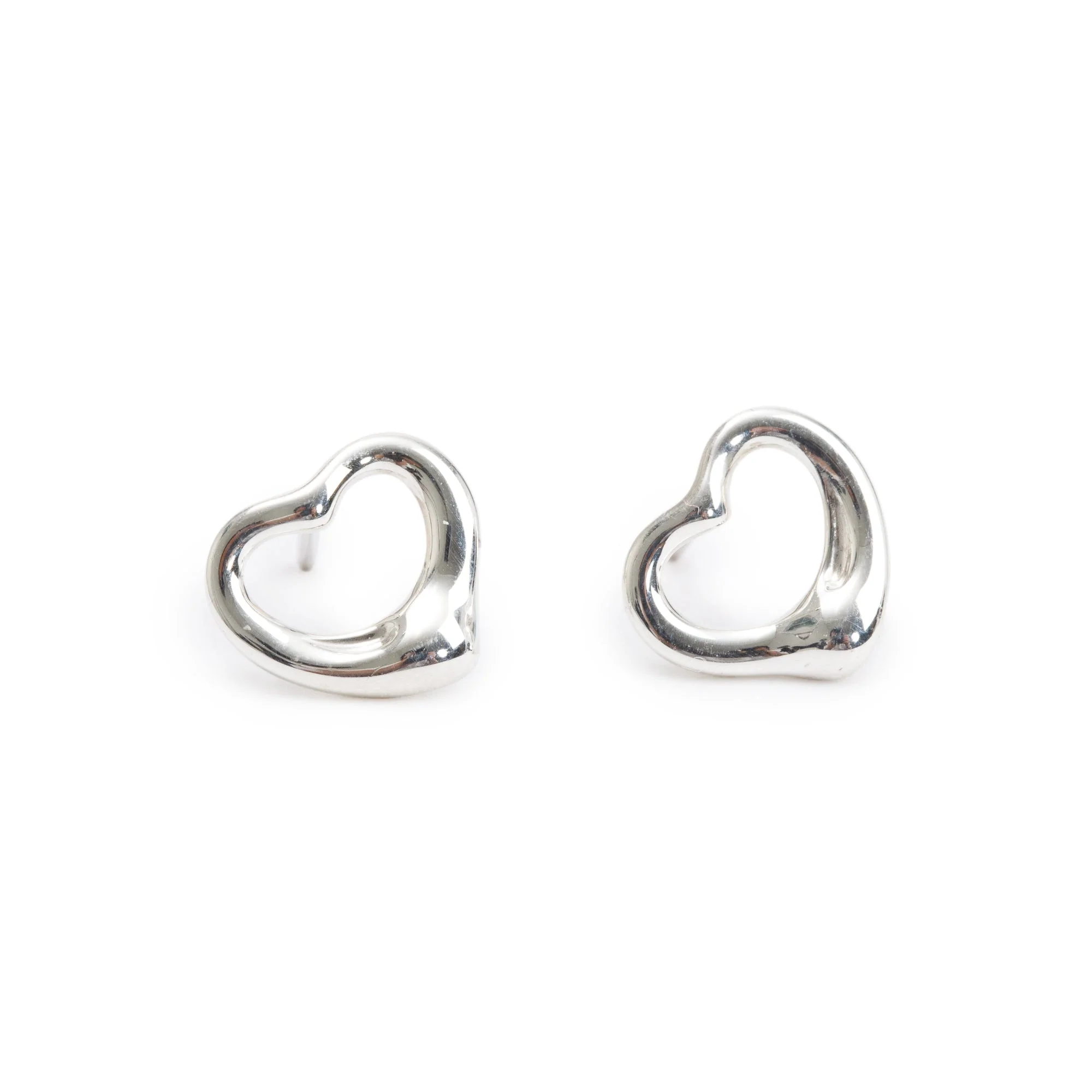 Tiffany & Co. Elsa Peretti Sterling Silver Open Heart Earrings, 11 MM