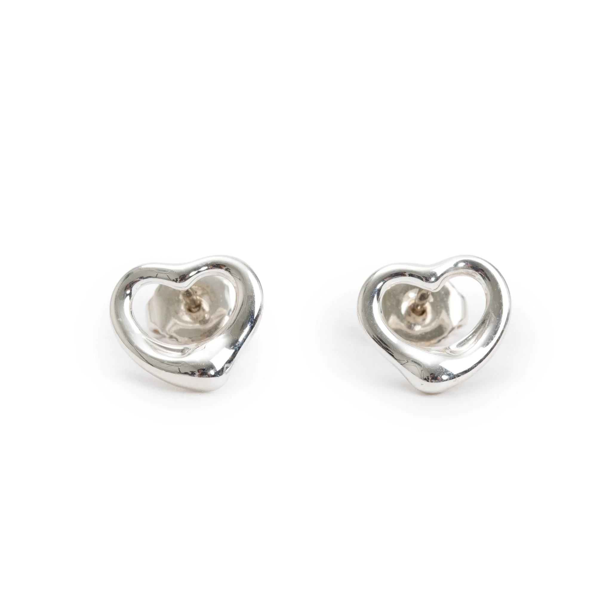 Tiffany & Co. Elsa Peretti Sterling Silver Open Heart Earrings, 11 MM - Image 2