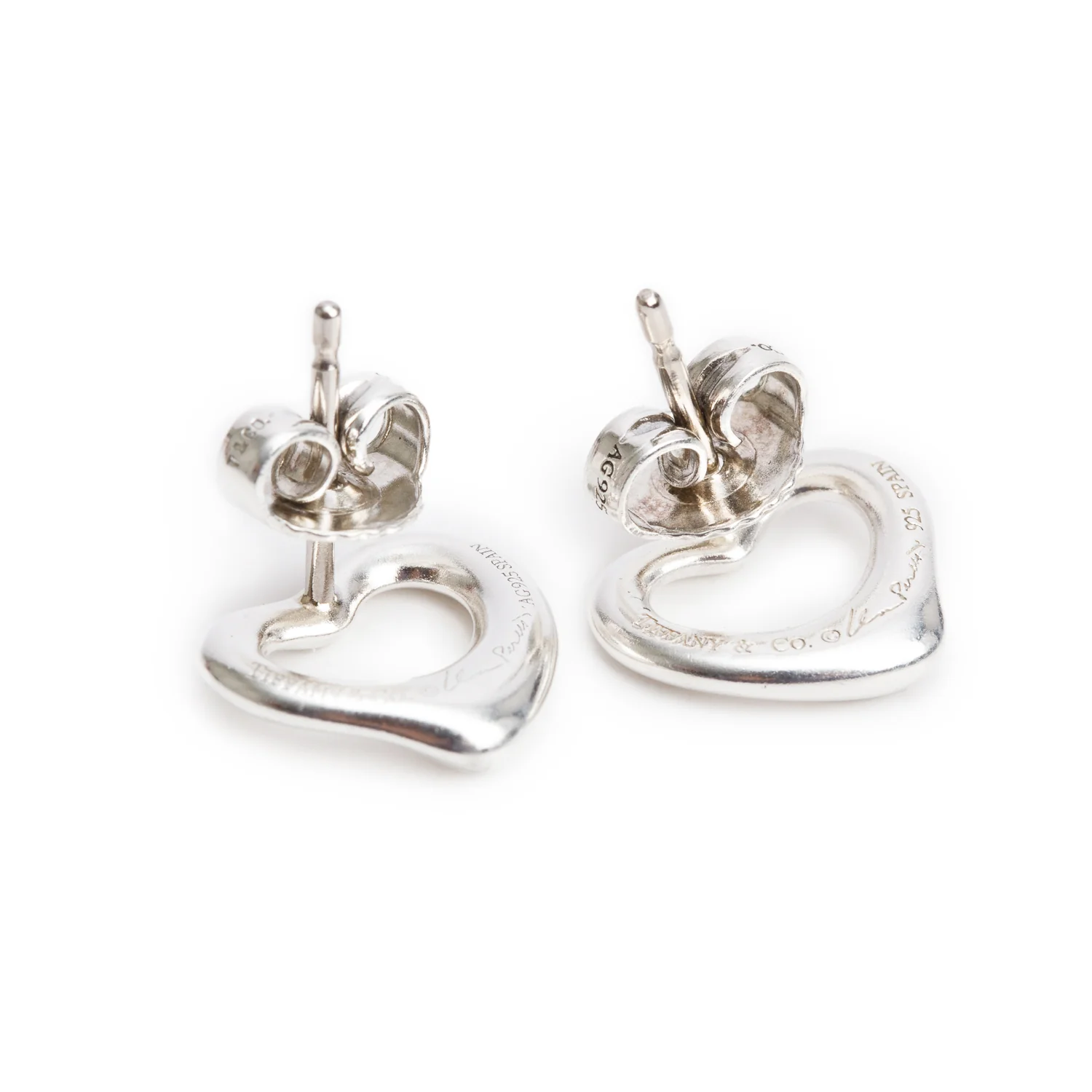 Tiffany & Co. Elsa Peretti Sterling Silver Open Heart Earrings, 11 MM - Image 2