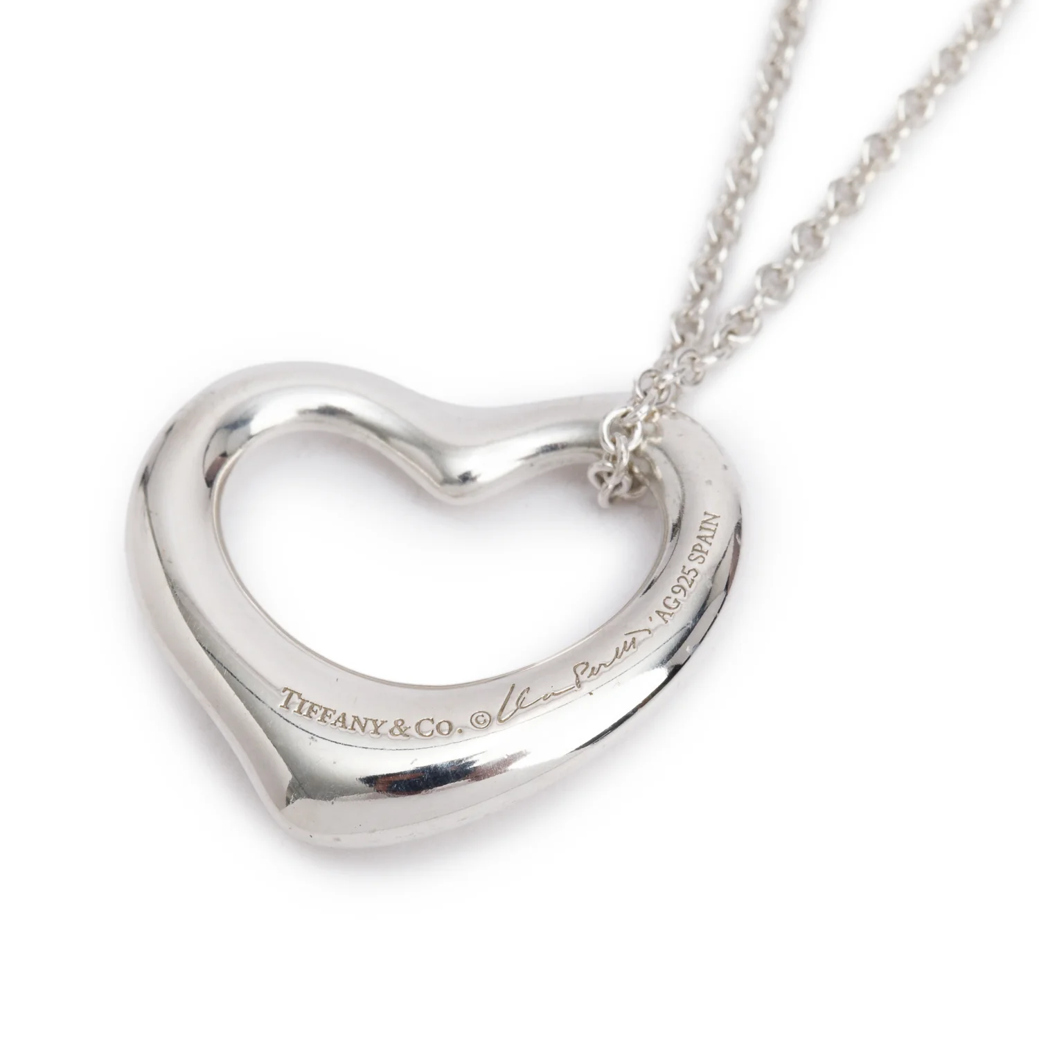 Tiffany & Co. Elsa Peretti Sterling Silver Open Heart Pendant Necklace, 22 MM - Image 3