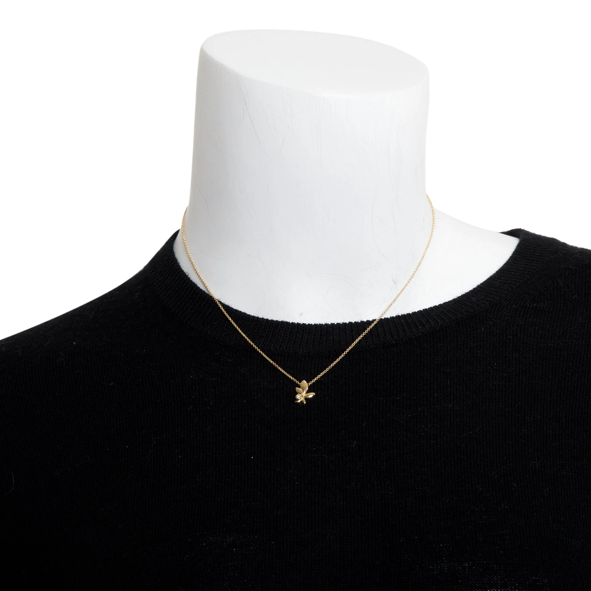 Tiffany & Co. Paloma Picasso 18k Yellow Gold Diamond Mini Olive Leaf Pendant Necklace w/ Box & Receipt - Image 2