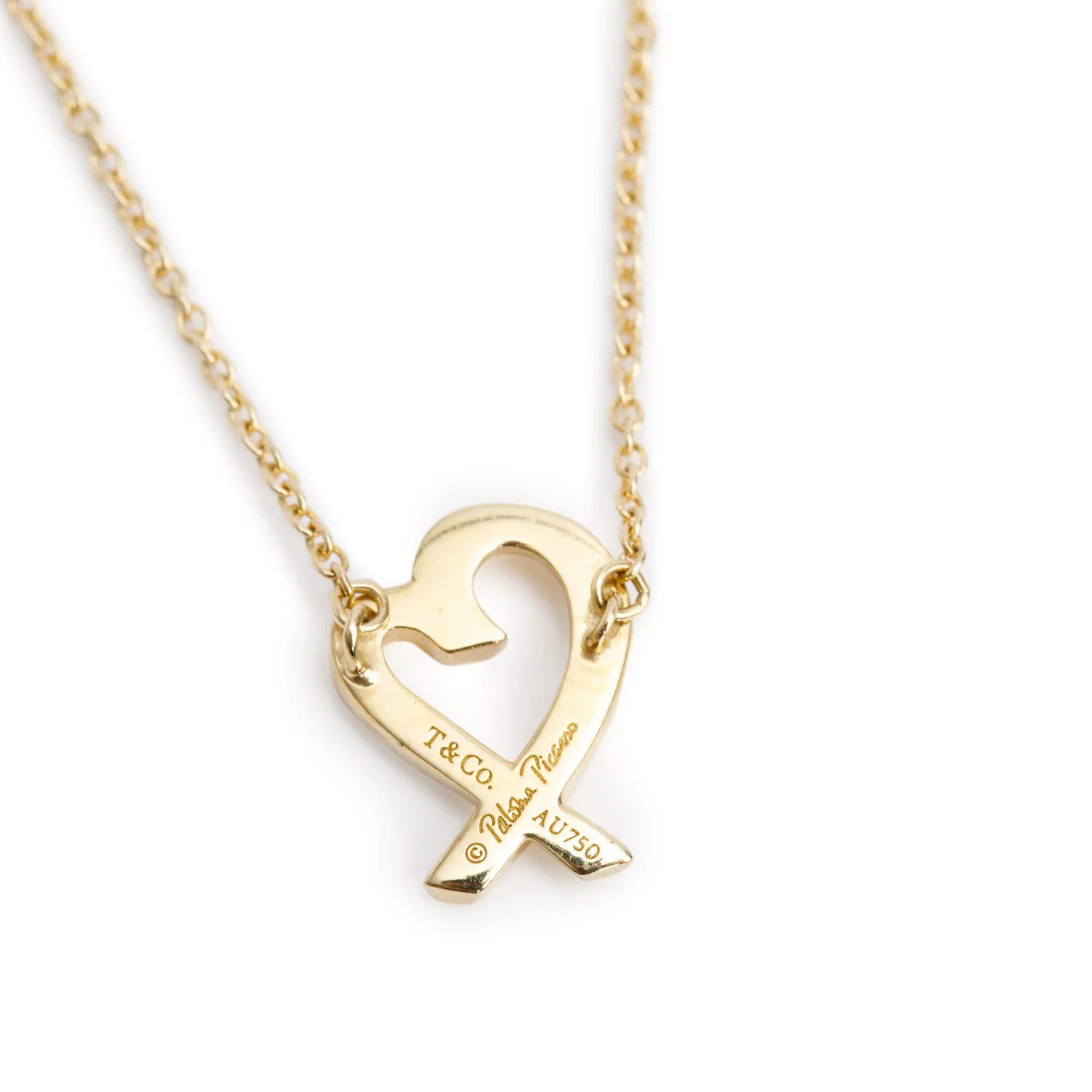 Tiffany & Co. Paloma Picasso 18k Yellow Gold Mini Loving Heart Pendant Necklace w/ Box - Image 5