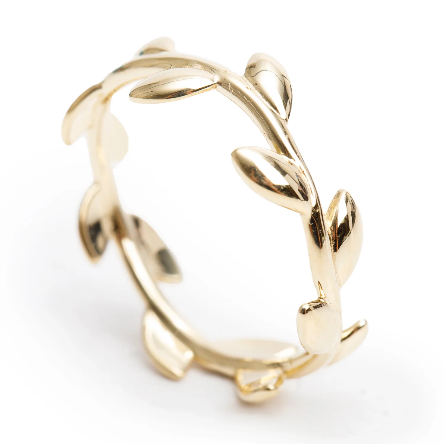 Tiffany & Co. Paloma Picasso 18k Yellow Gold Narrow Olive Leaf Band Ring, Size 7 - Image 3