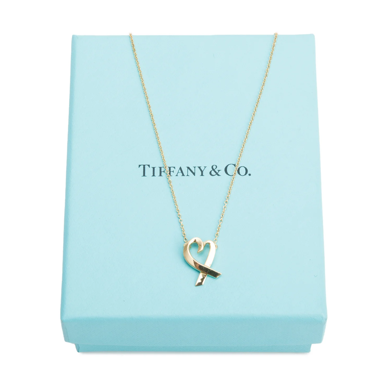 Tiffany & Co. Paloma Picasso 18k Yellow Gold Small Loving Heart Pendant Necklace w/ Box - Image 3