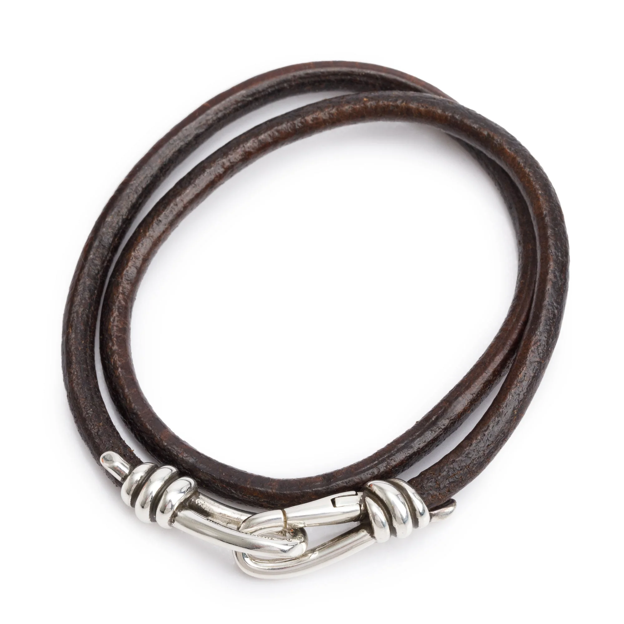 Tiffany & Co. Paloma Picasso Sterling Silver Knot Double Wrap Leather Bracelet