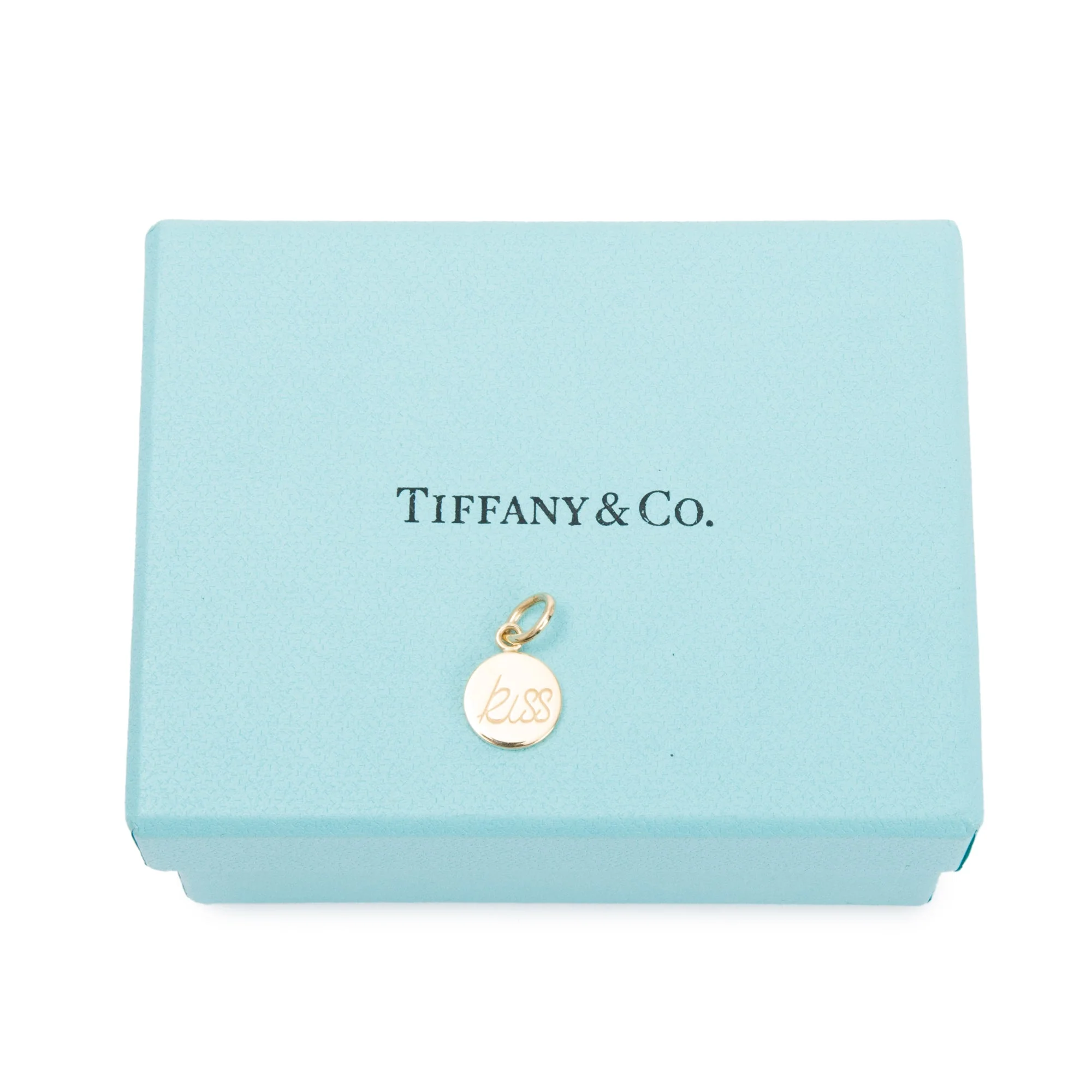 Tiffany & Co. Paloma Picasso's 18k Yellow Gold Graffiti Kiss Mini Round Charm w/ Box - Image 2
