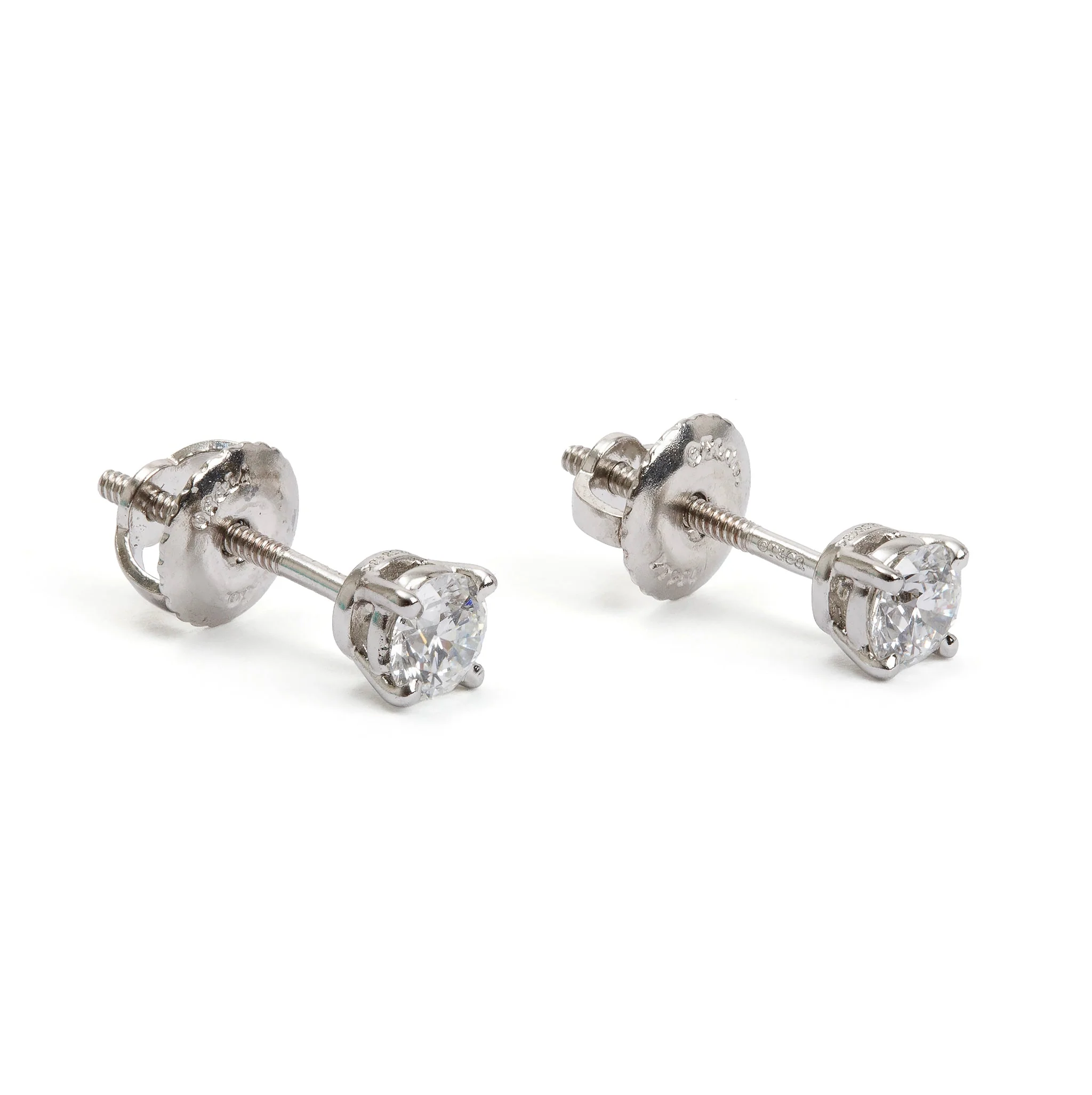 Tiffany & Co. Platinum 0.42 tcw Diamond Stud Earrings w/ Box & Papers - Image 2