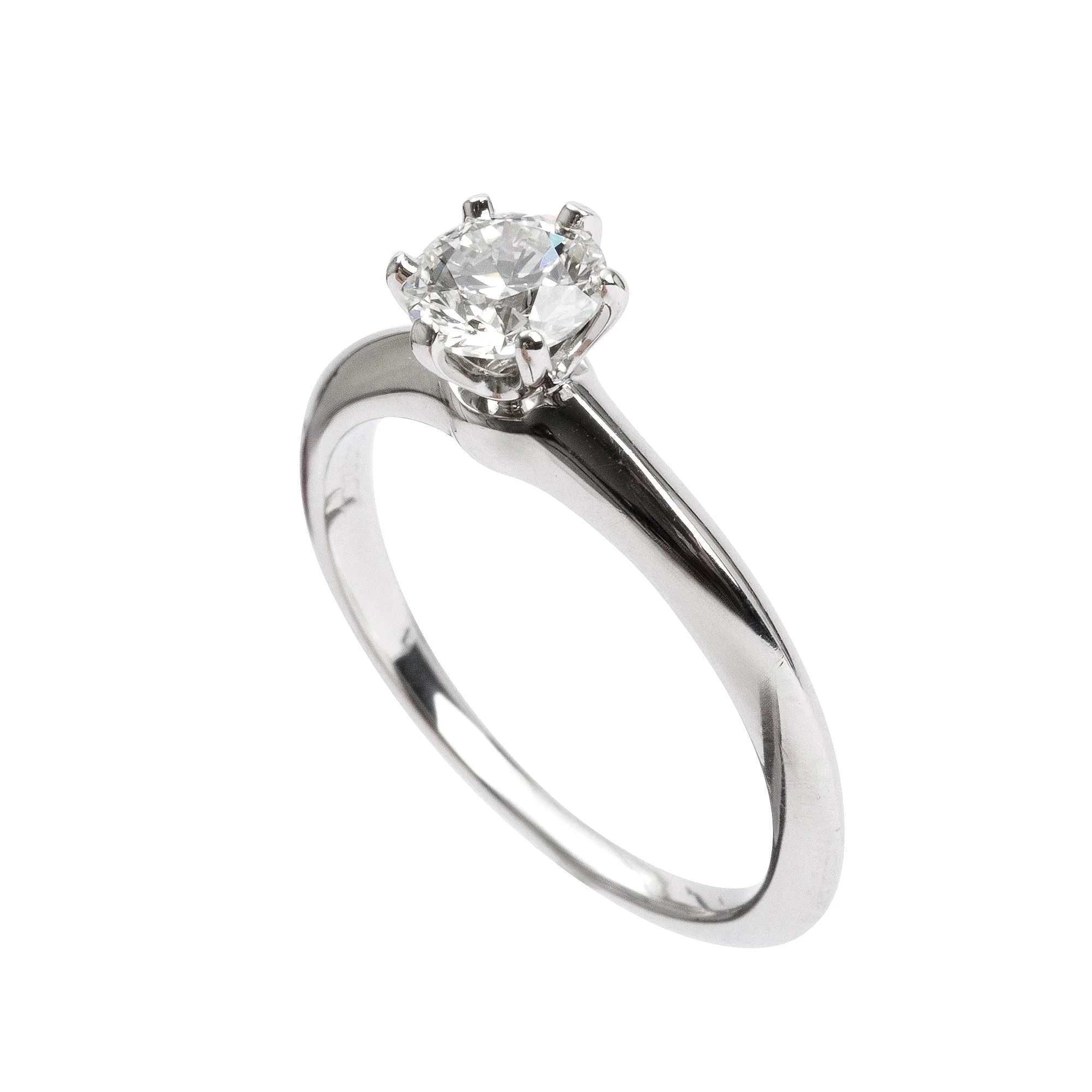 Tiffany & Co. Platinum 0.72 ct. Diamond Solitaire Engagement Ring, Size 7 w/ Box - Image 7