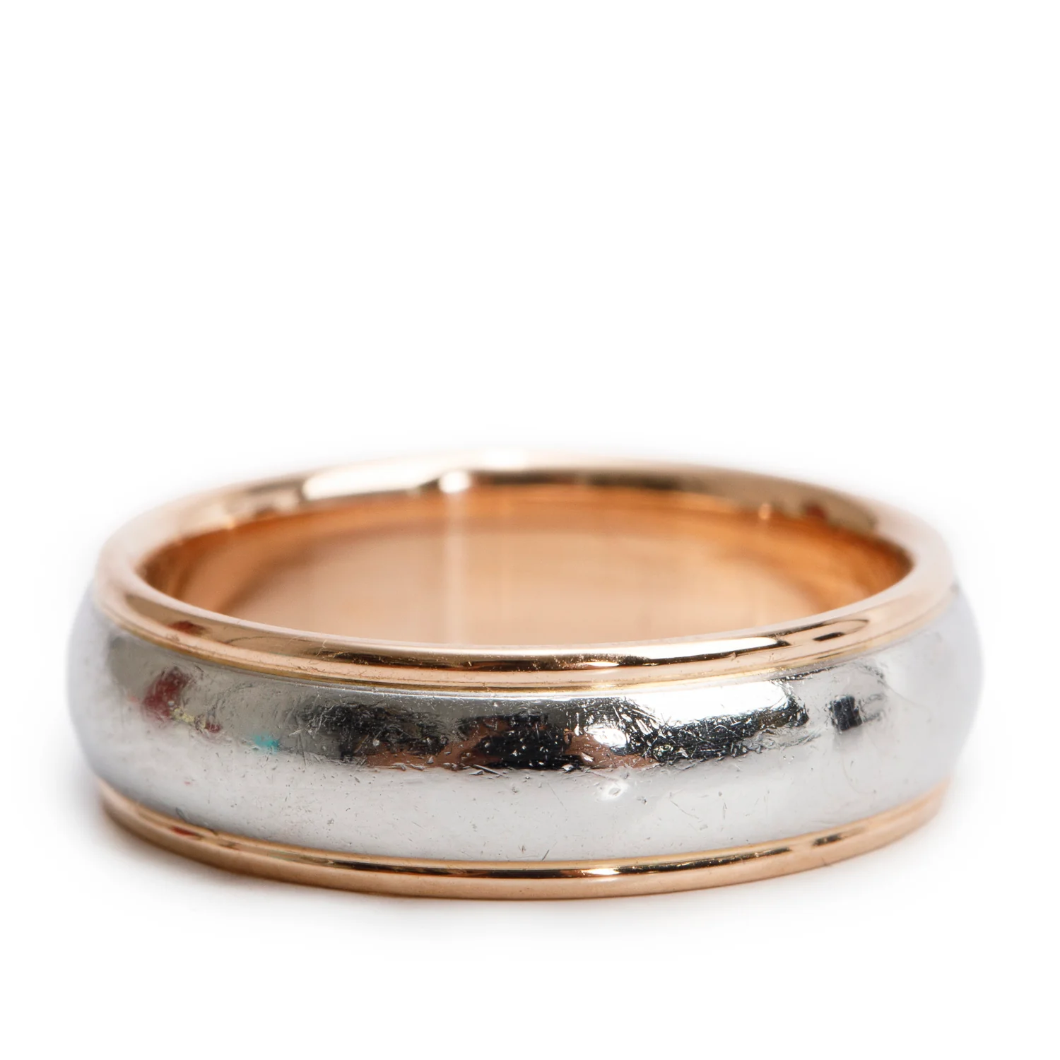 Tiffany & Co. Platinum & 18k Rose Gold 6 MM Wedding Band Ring, Size 8