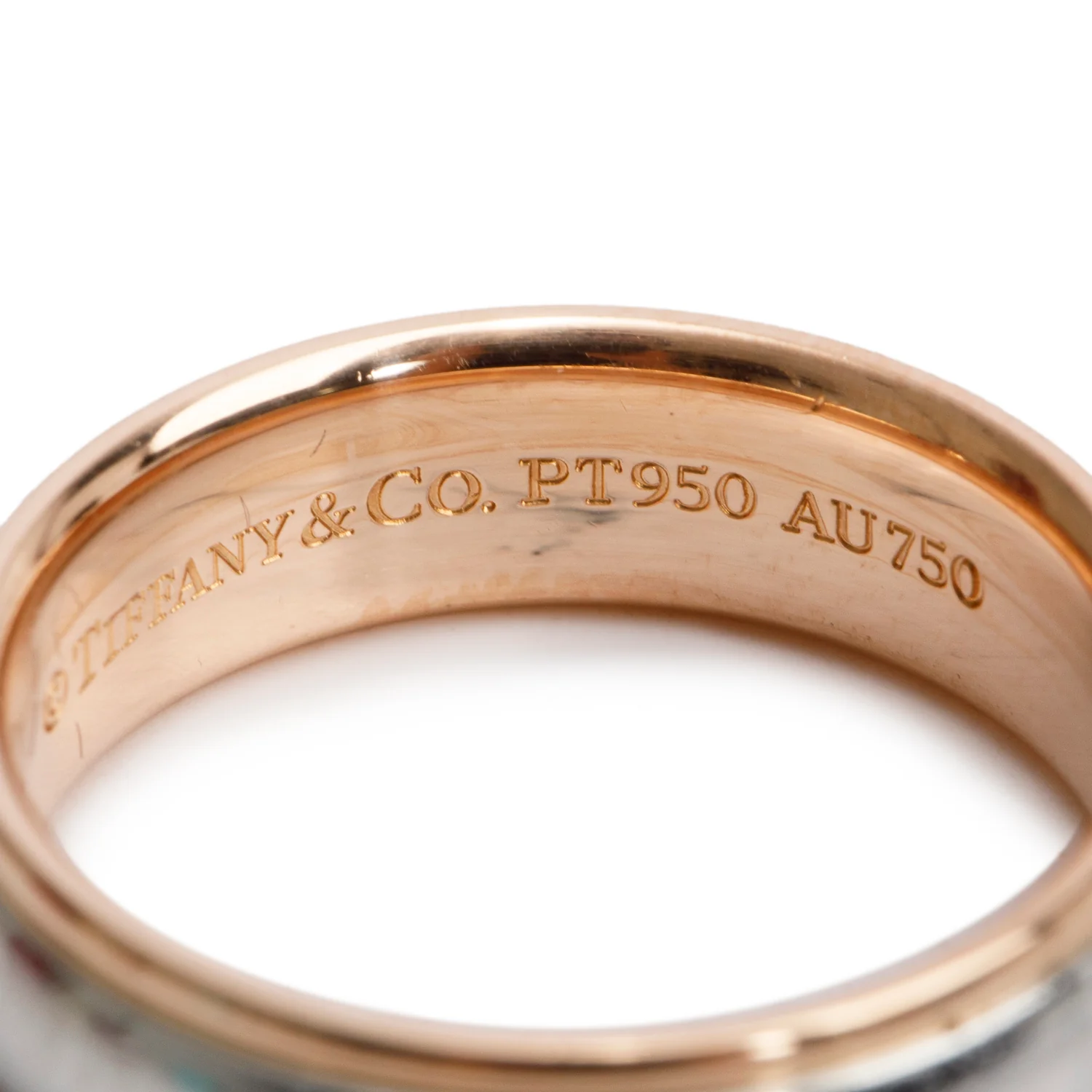 Tiffany & Co. Platinum & 18k Rose Gold 6 MM Wedding Band Ring, Size 8 - Image 2