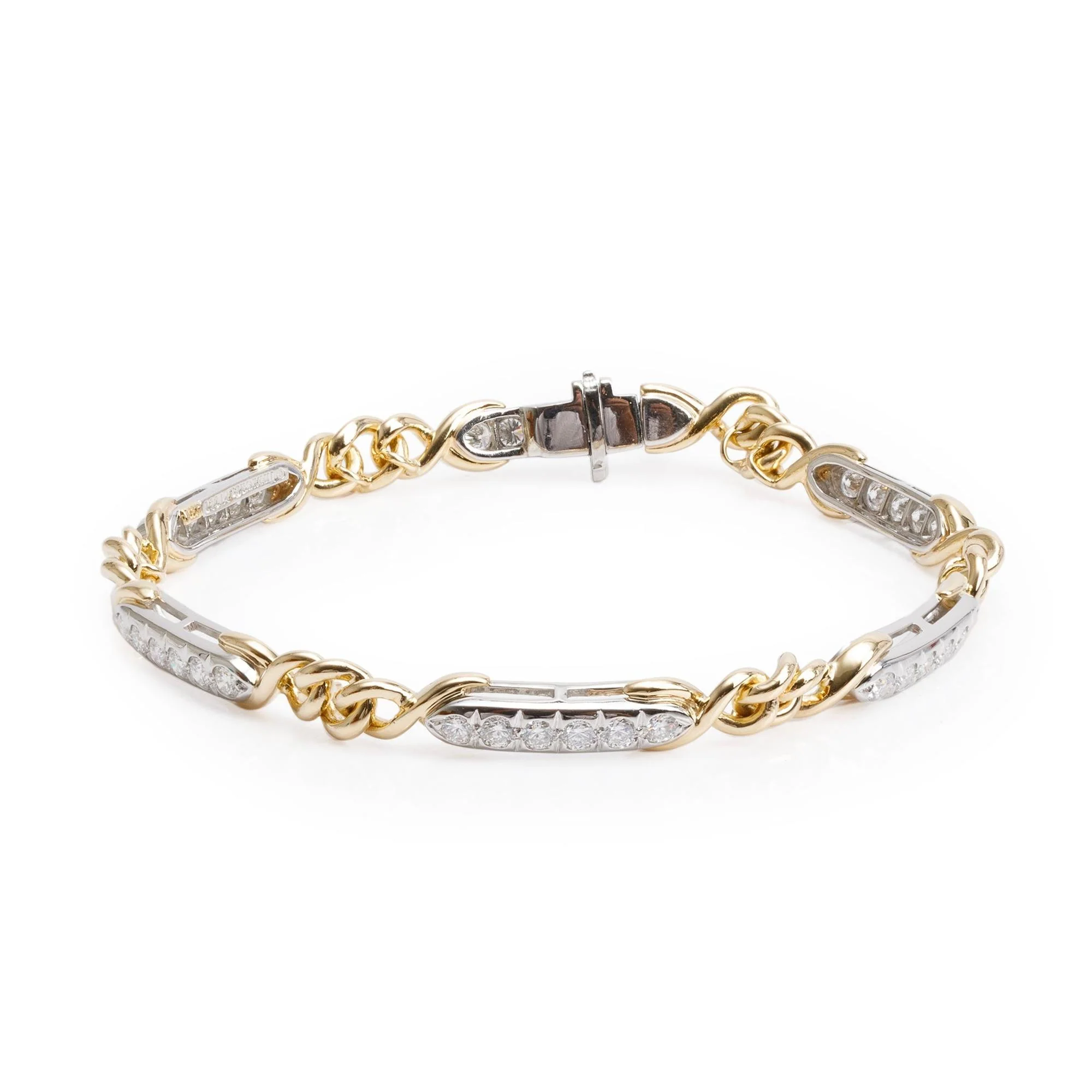 Tiffany & Co. Platinum & 18k Yellow Diamond Chain Link Bracelet