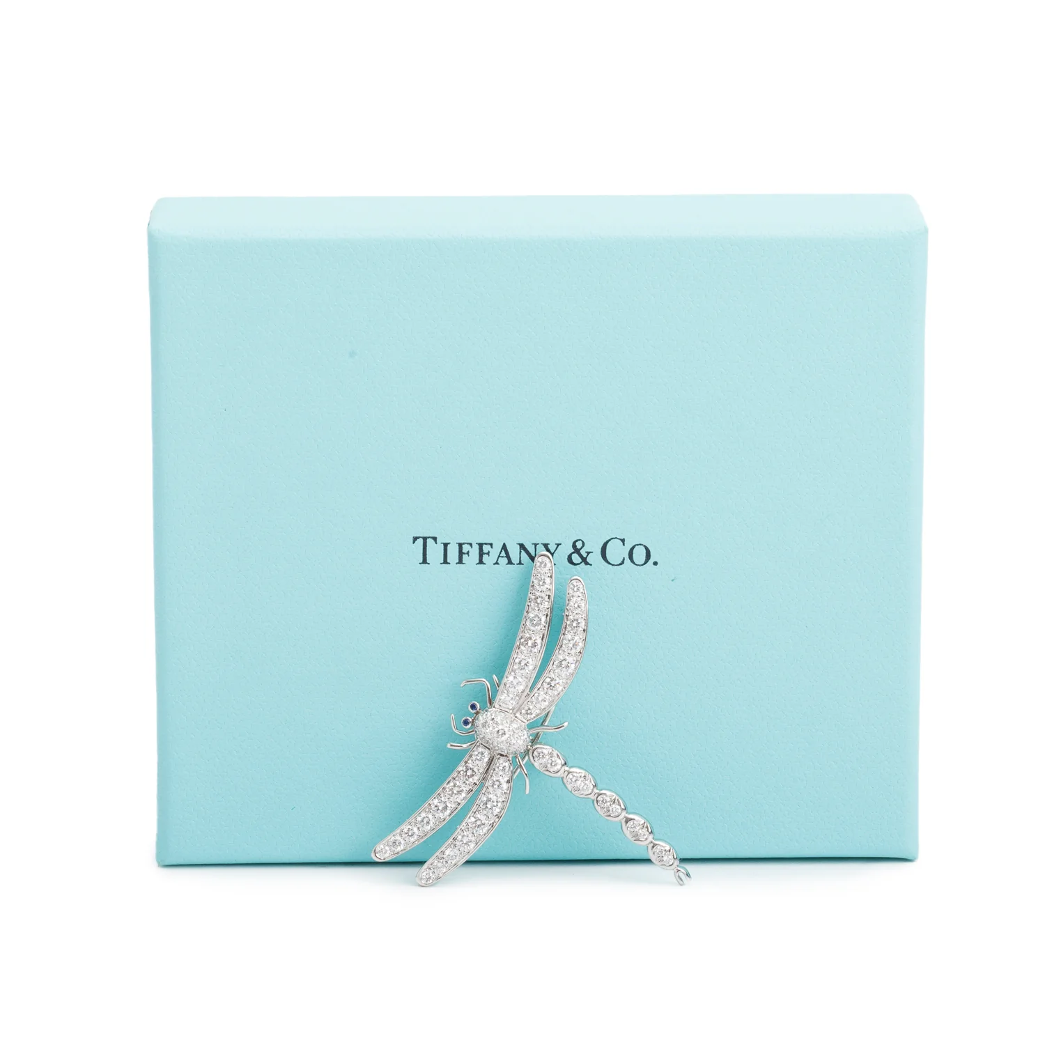 Tiffany & Co. Platinum Diamiond Dragonfly Brooch w/ Box - Image 2
