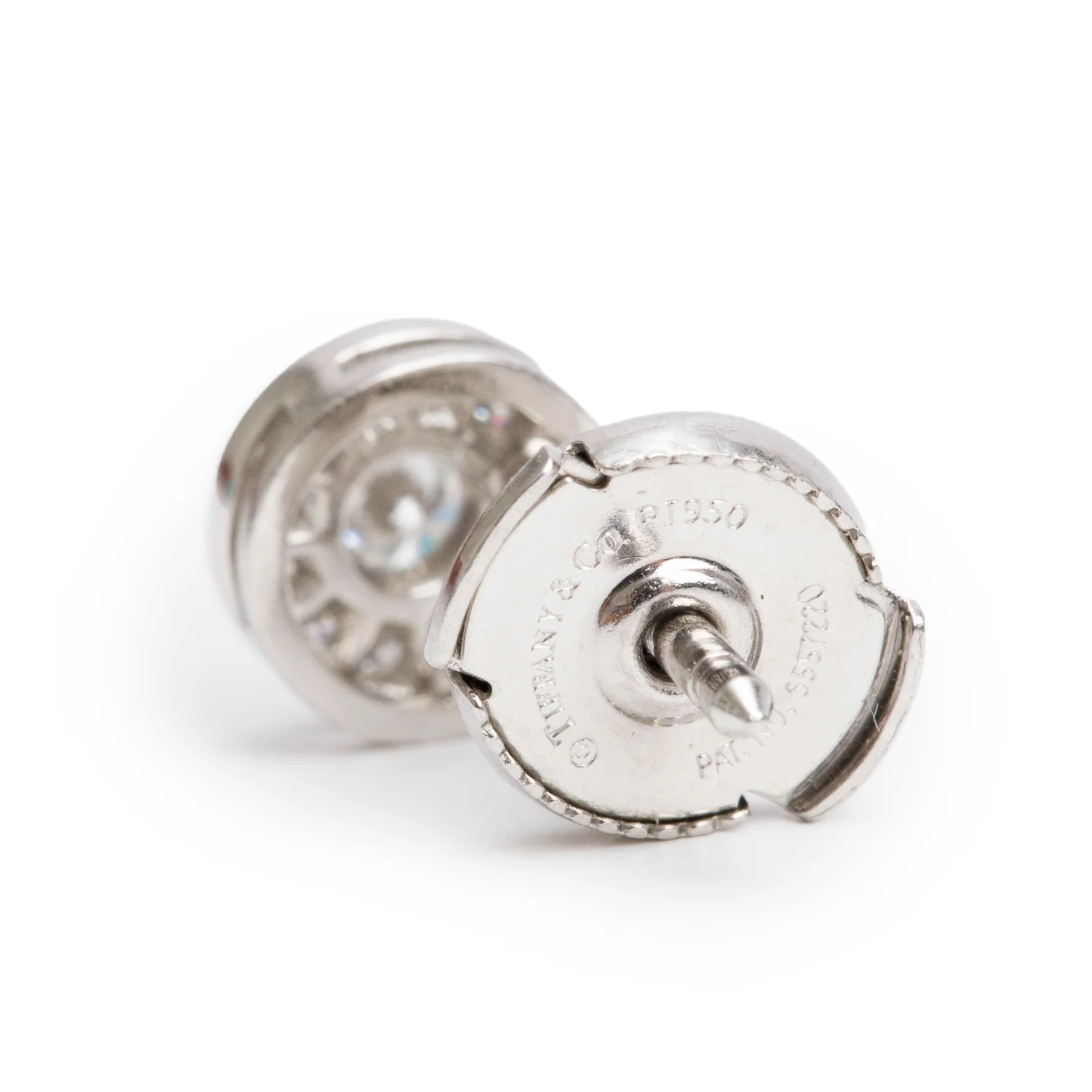 Tiffany & Co. Platinum Diamond Circlet Stud Earrings w/ Box - Image 4