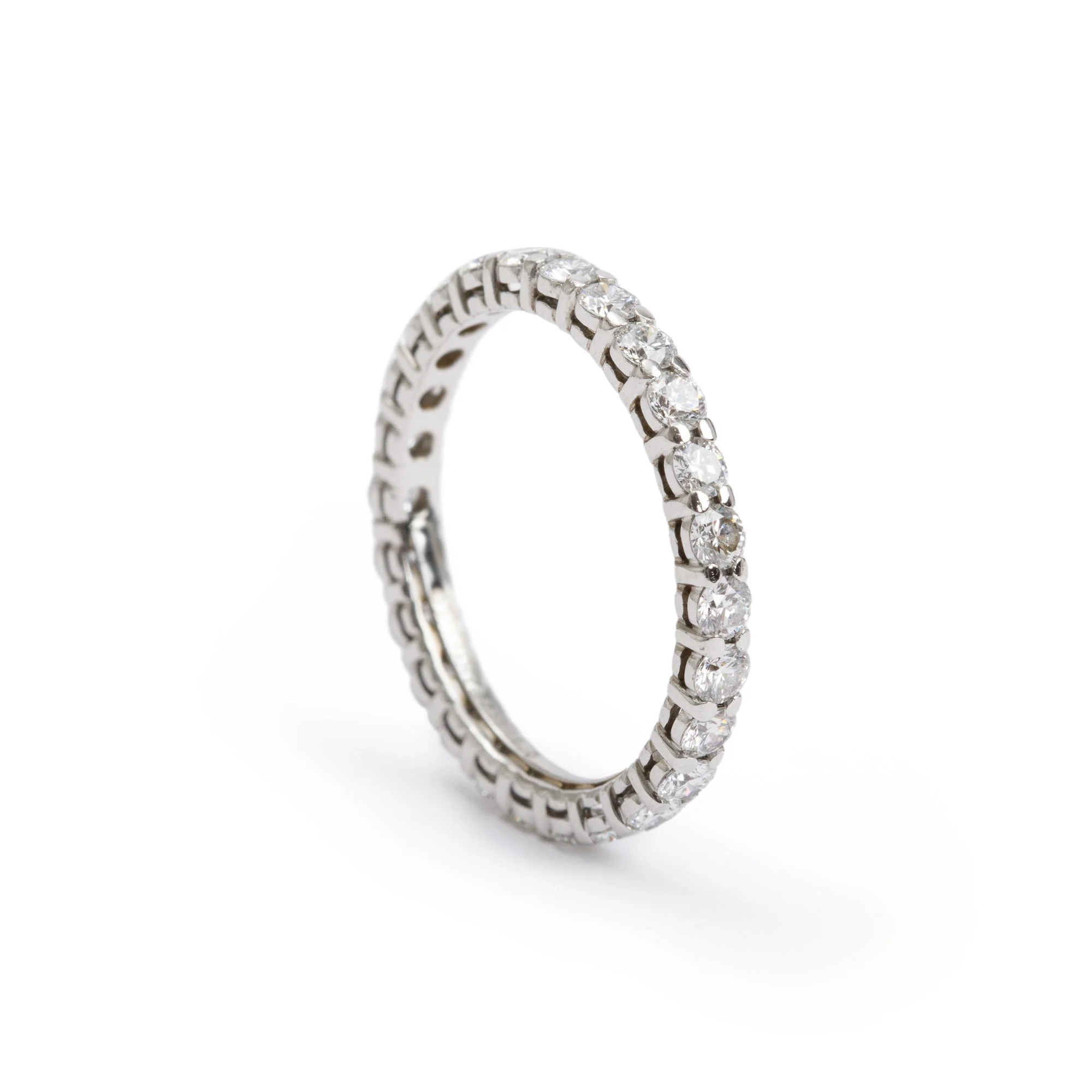 Tiffany & Co. Platinum Diamond Eternity Band Ring, Size 4.5 w/ Tiffany Valuation - Image 3